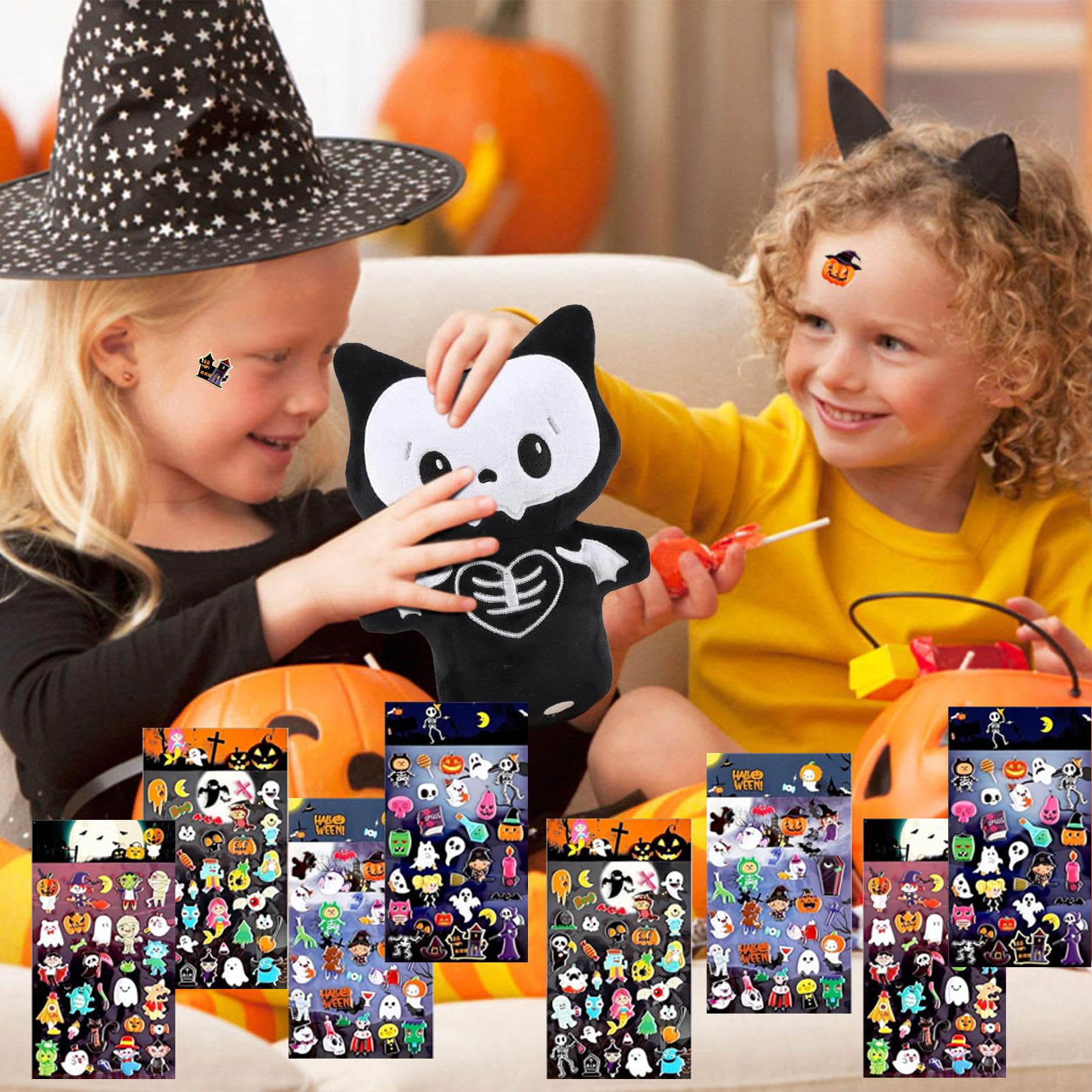 XINDY 3D Halloween Stickers for Kids 8 Sheets - Image 4