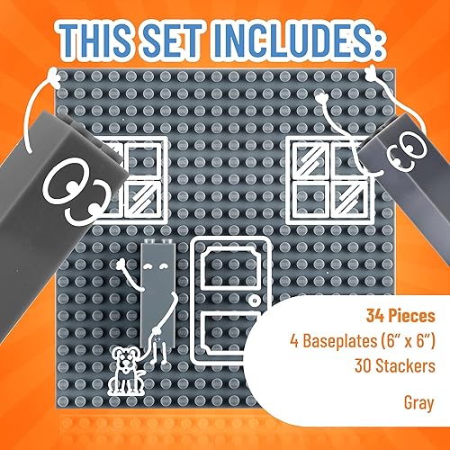 Miniatura 3 de Strictly Briks - Torre de juguete de 6 x 6 pulgadas - 132 piezas (placas base y ladrillos)