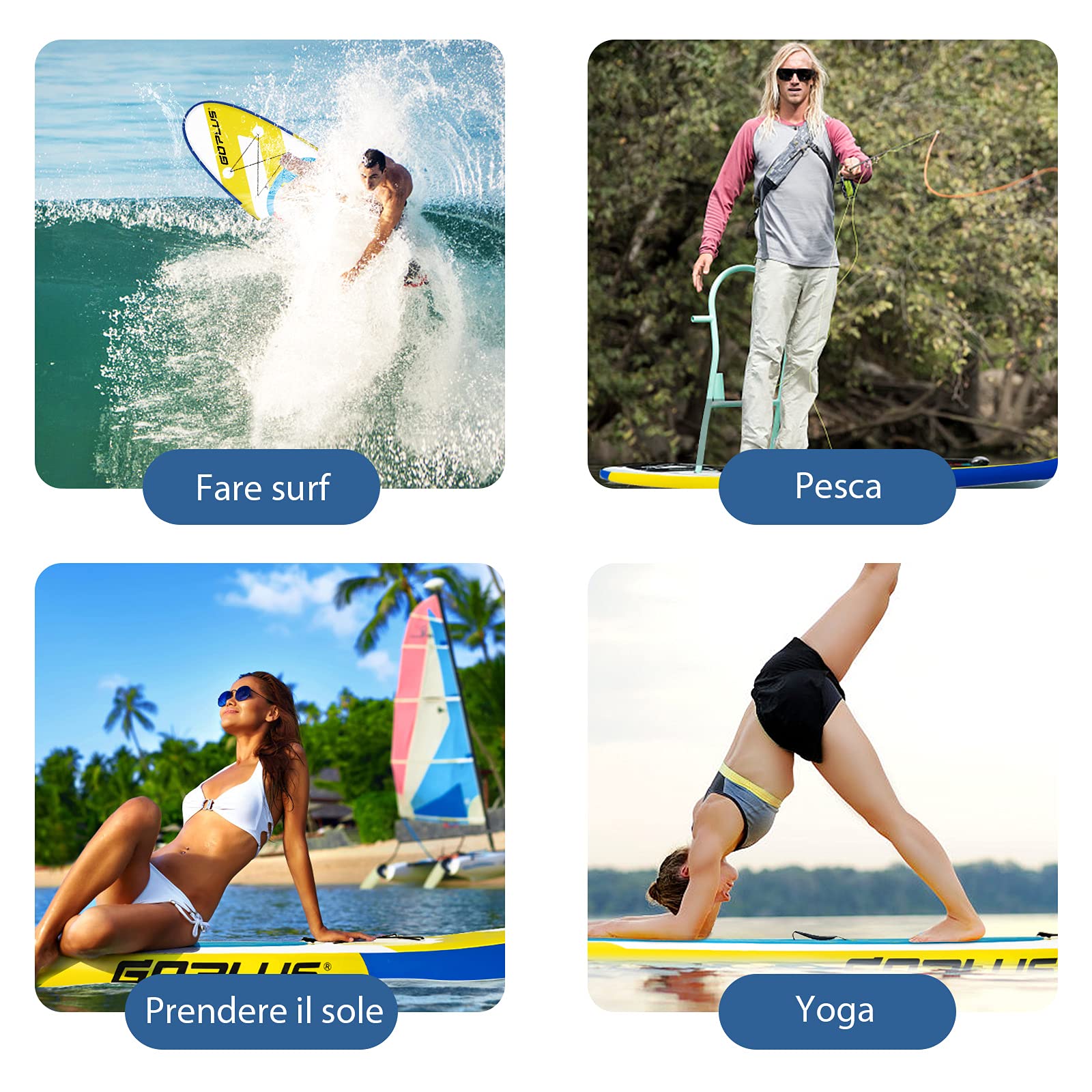 COSTWAY SUP Gonfiabile Adulti 305/335 cm, Stand Up Paddle Gonfiabile con Pinne, Leash, Pagaia, Pompa, Kit di Riparazione e Borsa, Carico Massimo 110 kg
