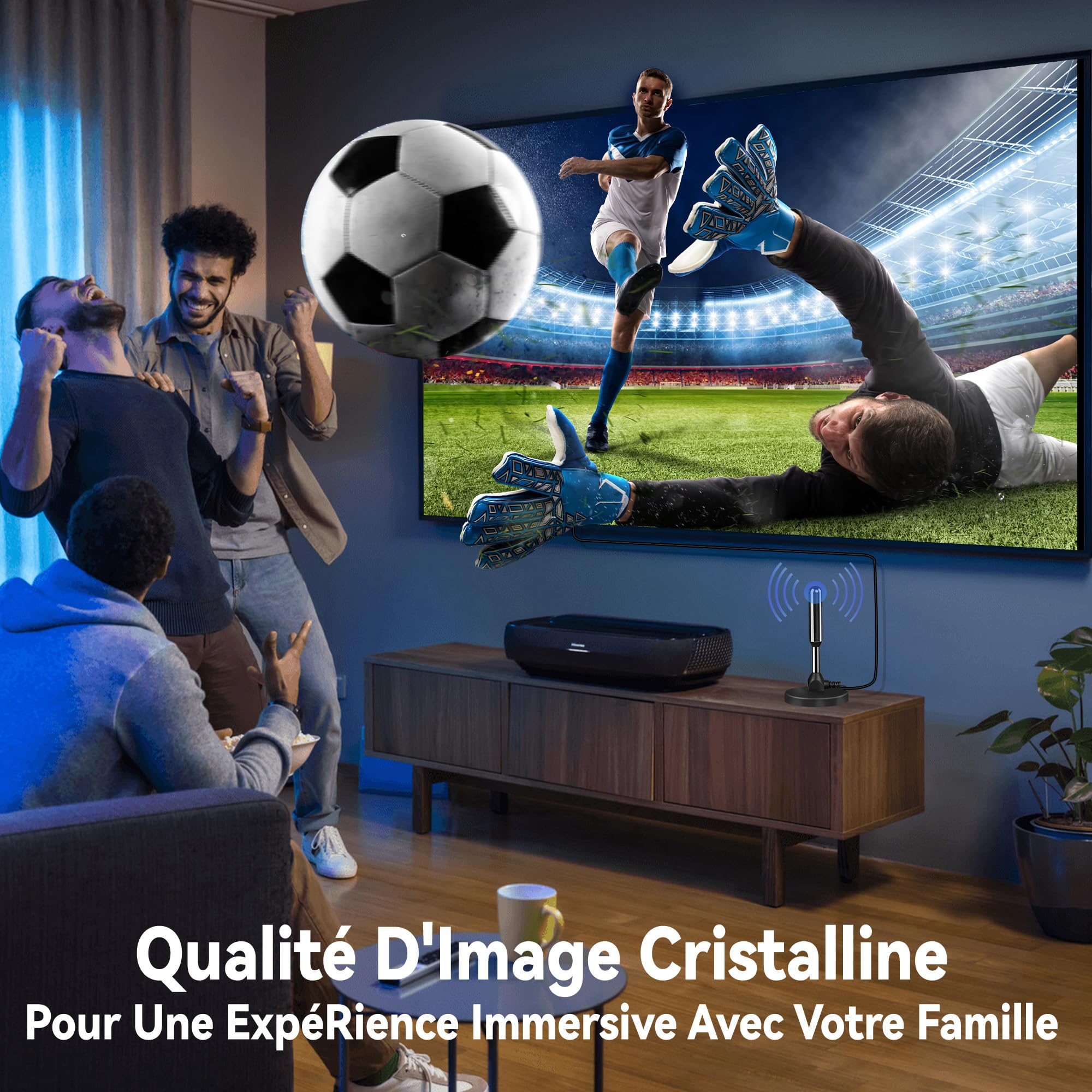 Antenne TV IntéRieur Puissante, Nouveau pour 2026 Antenne TNT IntéRieur Puissante, CâBle Coaxial De 5m, RéCeption Longue Distance 500km, 360 DegréS sans Angle Mort