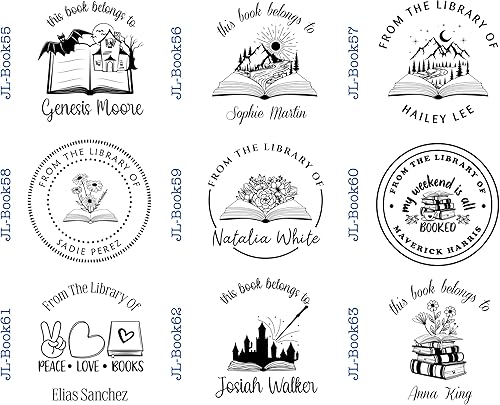 Miniatura 9 de Pickled Stamps Sello de libro personalizado en relieve – de The Library of | Libros personalizados de 1 5/8 pulgadas x negro, rojo, azul, verde,