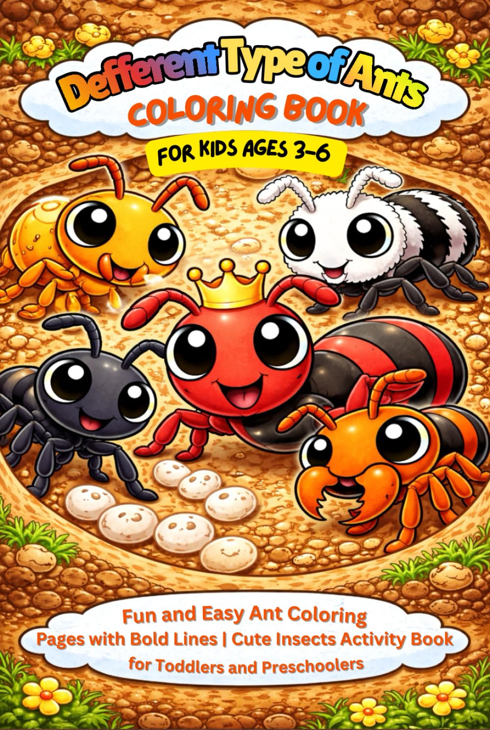 Different Types of Ants Coloring Book for Kids Ages 3–6: Fun and Easy Ant Coloring Pages with Bold Lines | Cute Insects Activity Book for Toddlers and Preschoolers