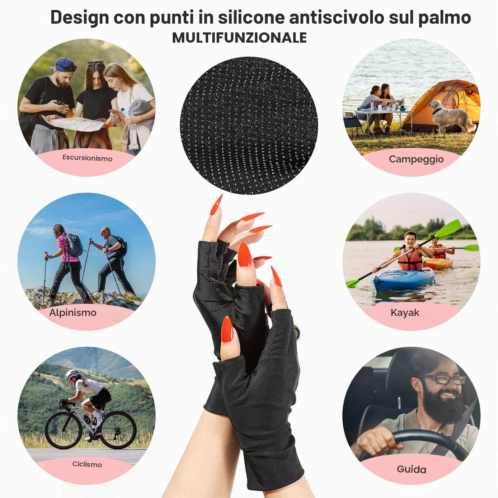 Makartt Guanti per Gel Nails Lamp, Anti UV, UPF50+ Protezione, per Manicure, Asciugatrice, Cura della Pelle delle Unghie, Fingerless, per la Casa, Outdoor