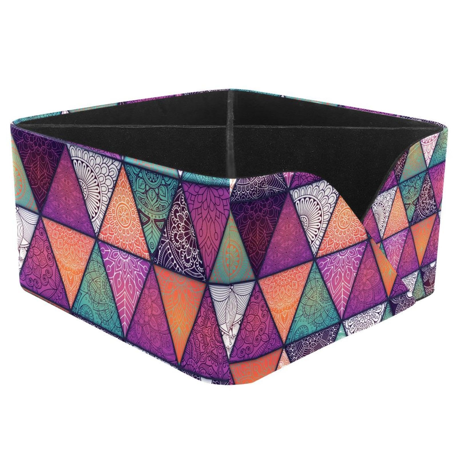 KengjuTesu Indian Mandala Ottoman Desktop Organizer Pen Holder, Rectangular Pencil Cup for Office, Study and Makeup Stations