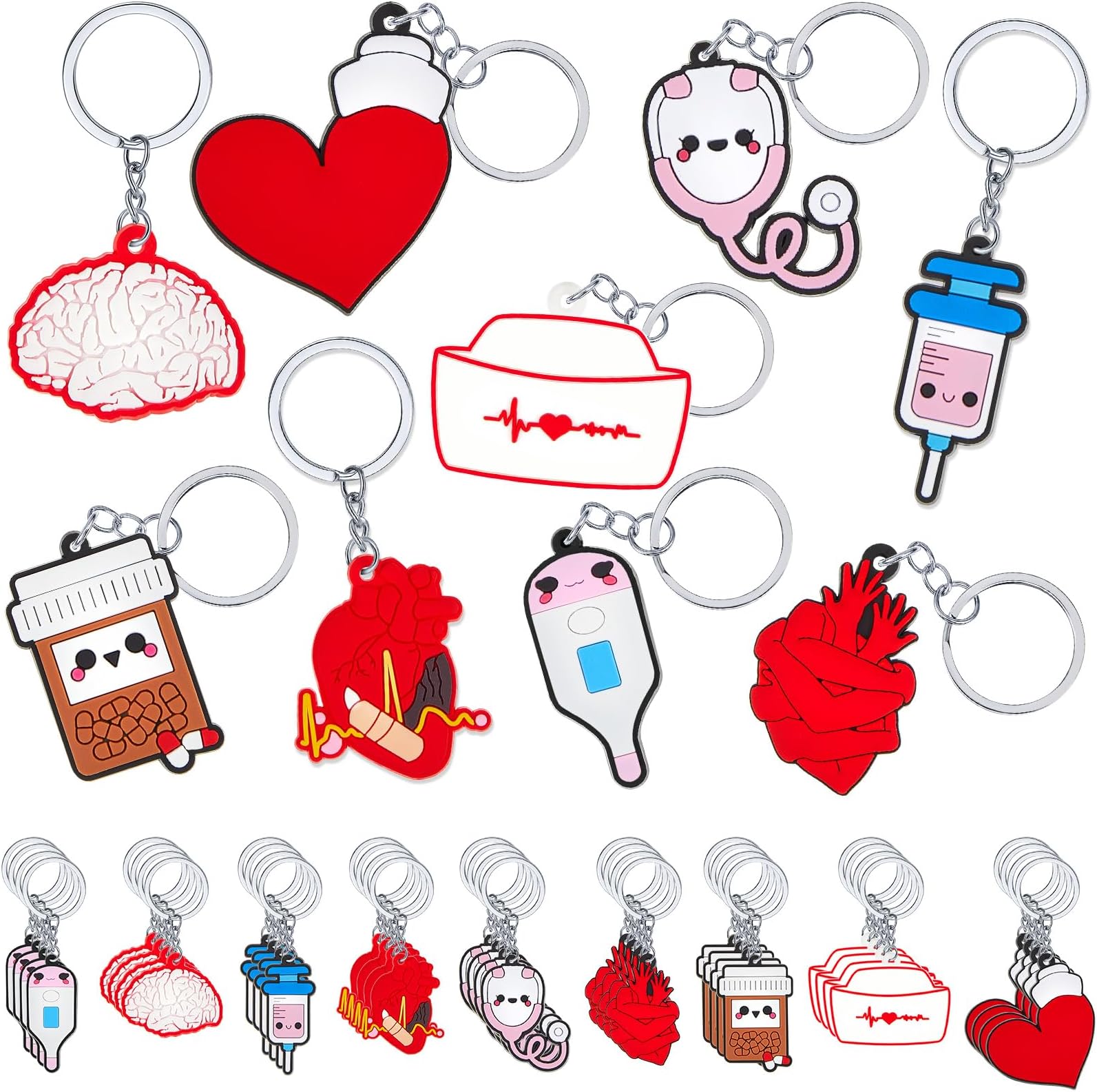Henoyso 36 Pcs Nurse Silicone Keychain Gift Bulk for Women 2026 Nurse Week Appreciation Gifts for Cna Medical Staff Graduation Party (Stylish Style)