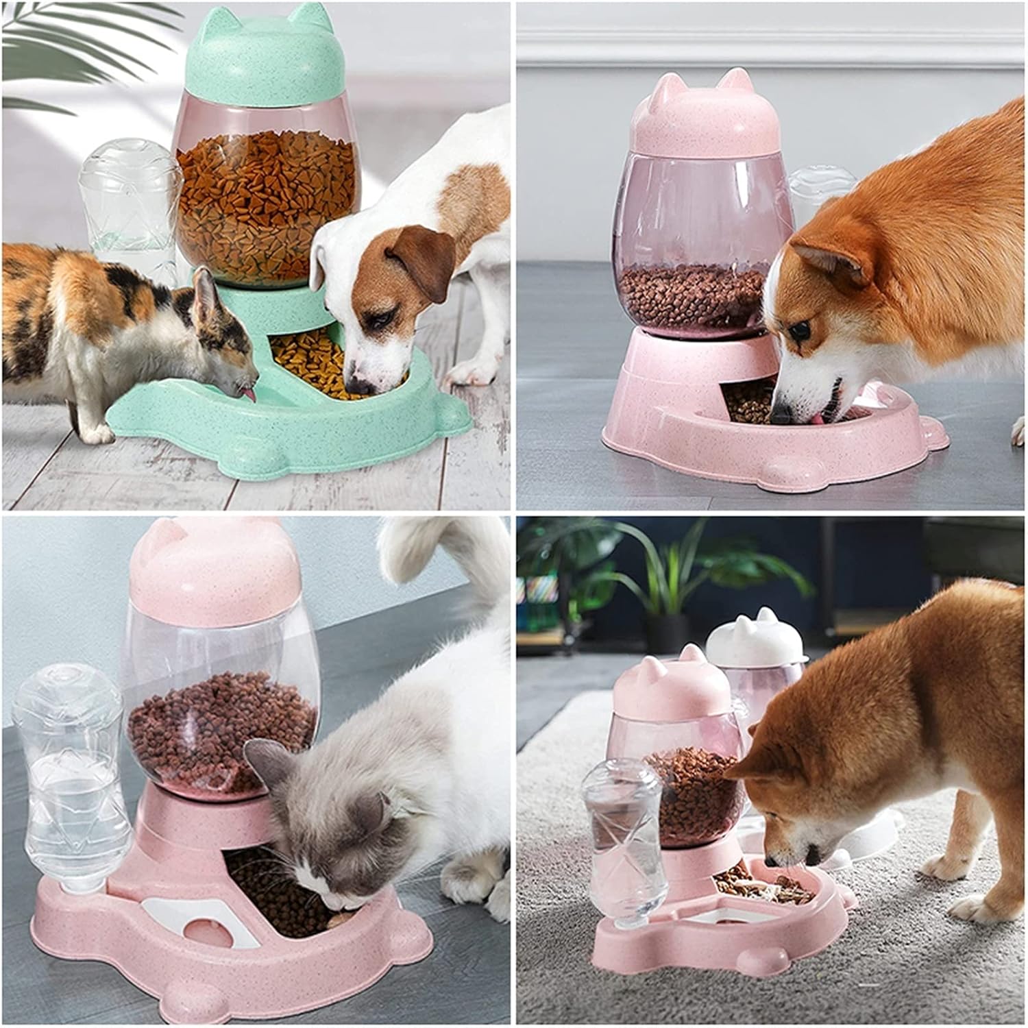Massage cushion 2.2L Pet Water Dispenser Cat Automatic Feeder Plastic Dog Water Bottle Food Water Pet Feeding Bowl Drinking Feeder Device (Color : Grey1) (Grey)