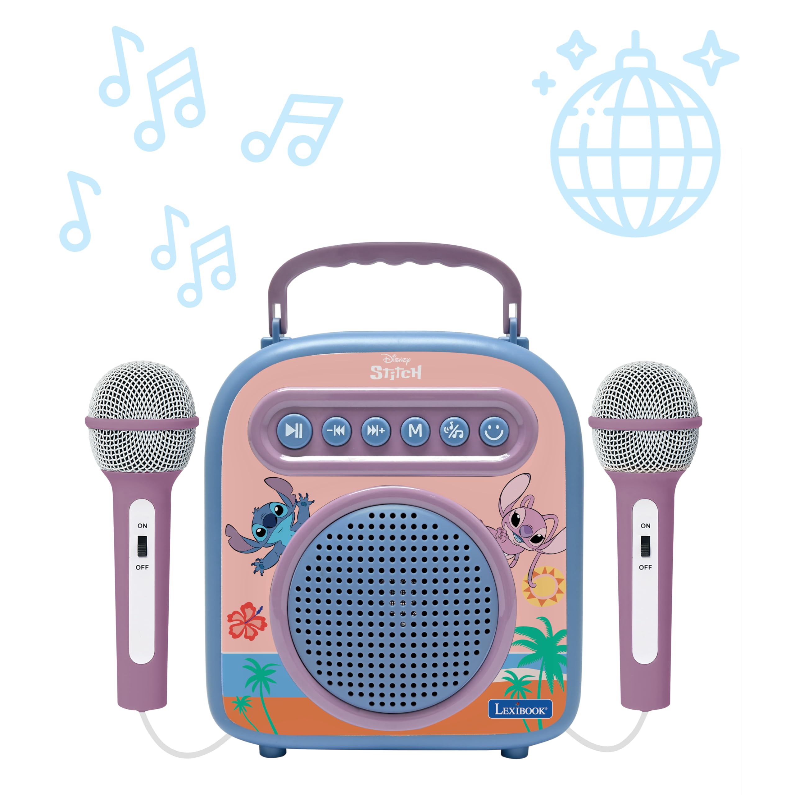 LEXIBOOK, Disney Stitch, Wireless Speaker with 2 Microphones, Pink/Blue, BTC050D, Pink, Blue, Petit - Image 2