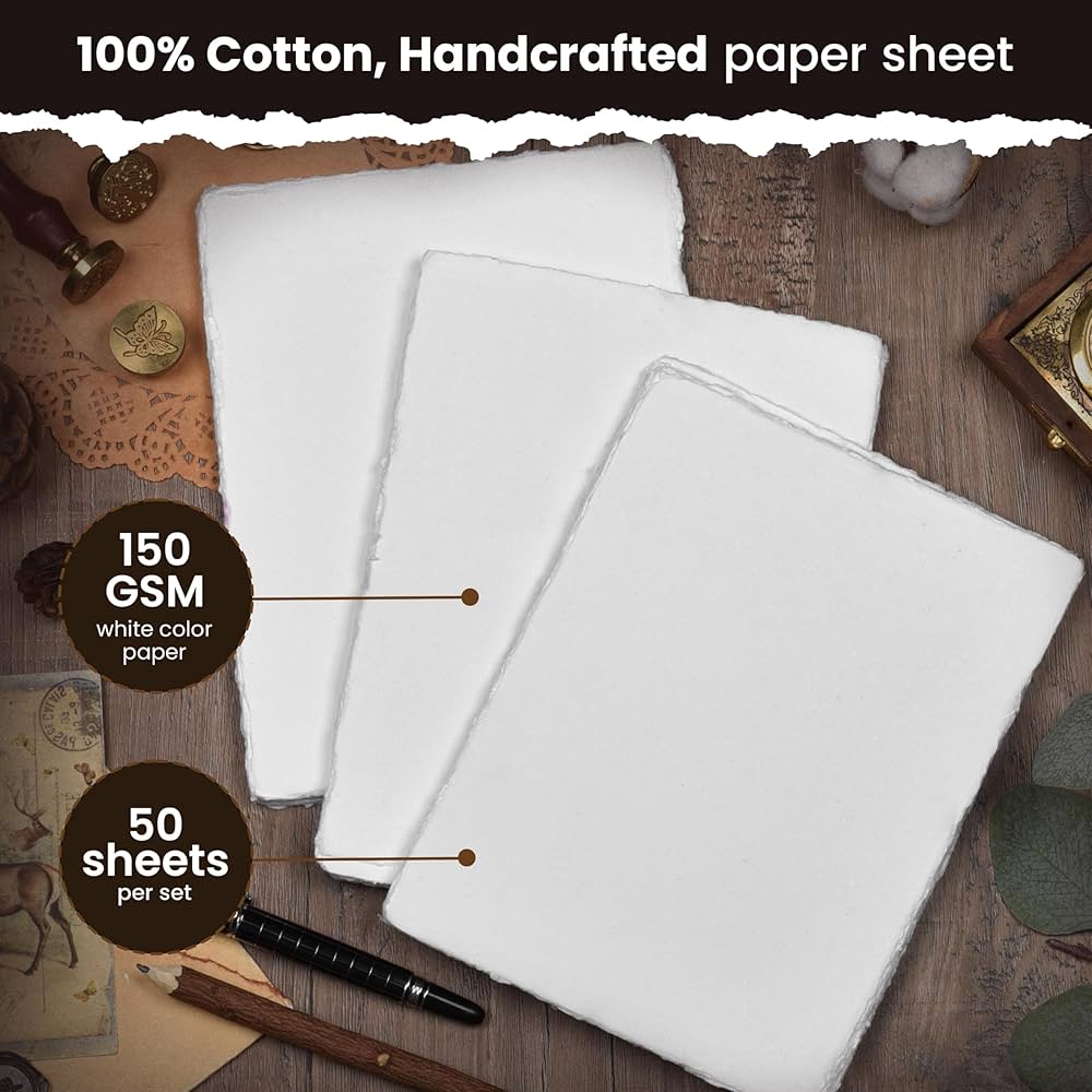 Amazon.co.jp: LEATHER VILLAGE 水彩紙 - 7 x 5 インチ、50 枚