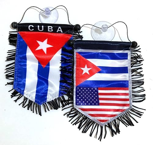 Banderas cubanas para accesorios de coches Cuba pegatinas mini banners pequeña ventana retrovisor espejo colgante Se pega al vidrio Rápido Fácil
