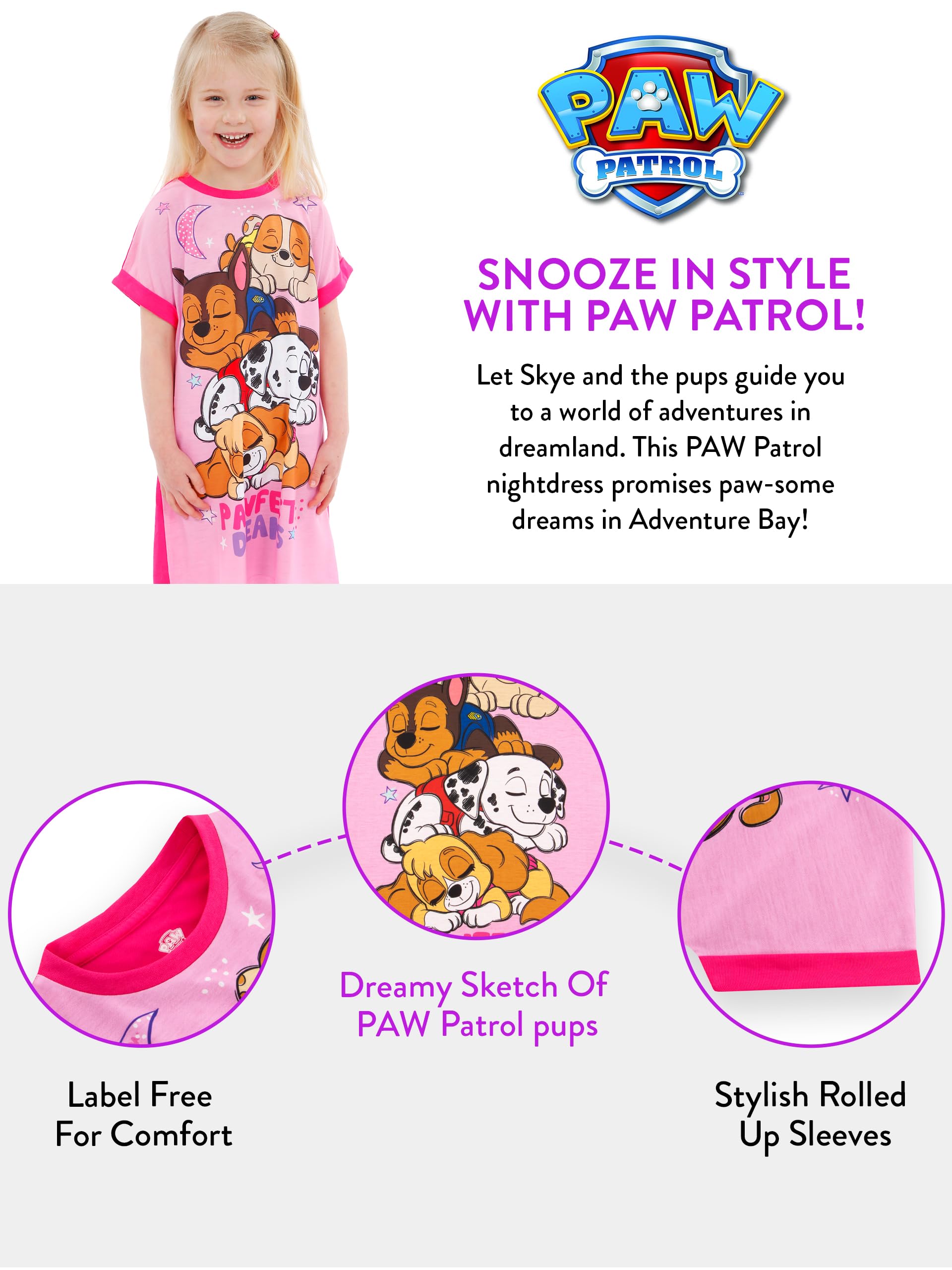 Sukienka Nocna Dla Dziewczynek PAW Patrol | Koszulka Nocna Skye Dla Dziewczynek | Nocniki Dla Dziewcząt Na Lato