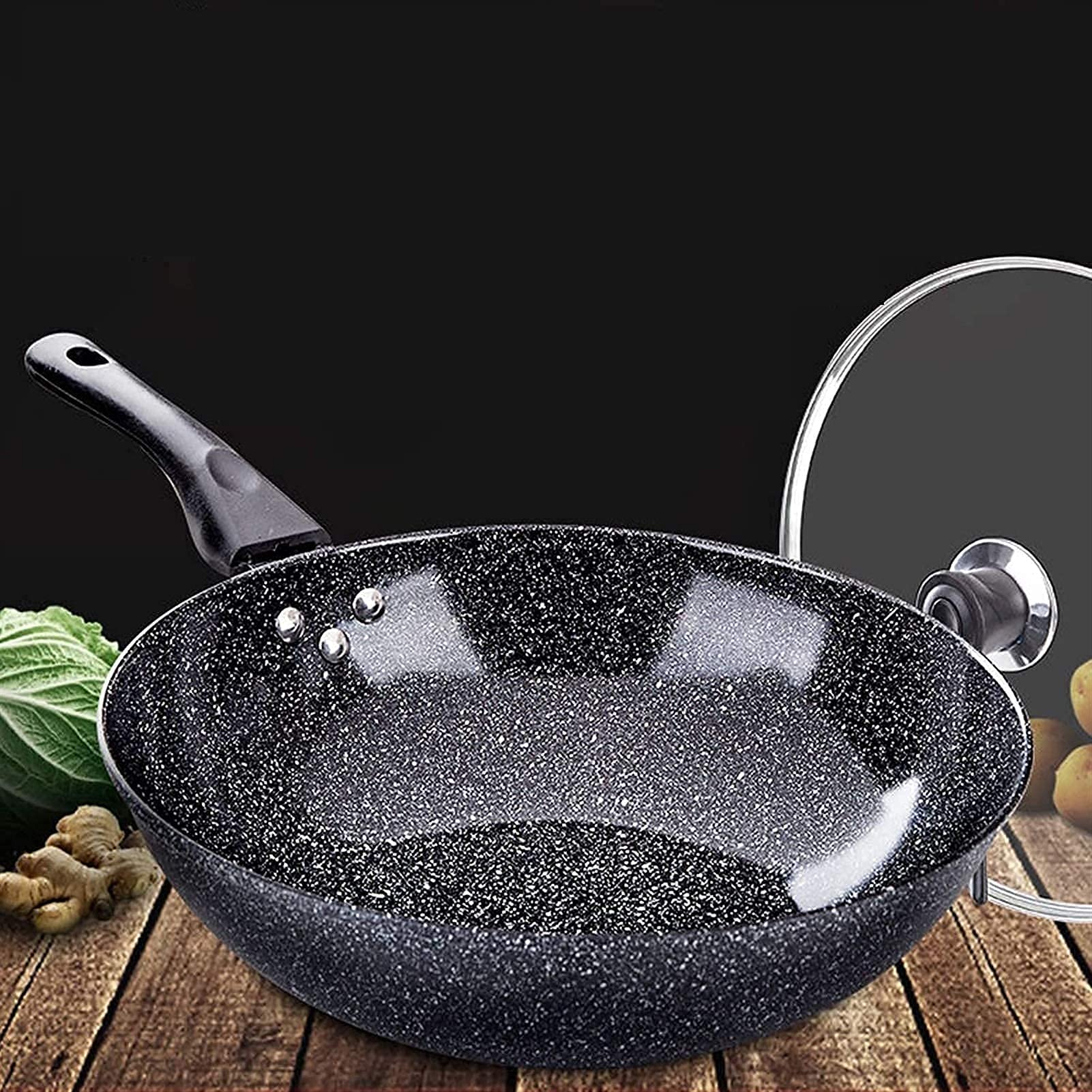 ノンスティック フライパン 中華鍋*2 Amazon｜中華鍋ノンスティック中華鍋、大型鉄鍋、家庭用昔ながら