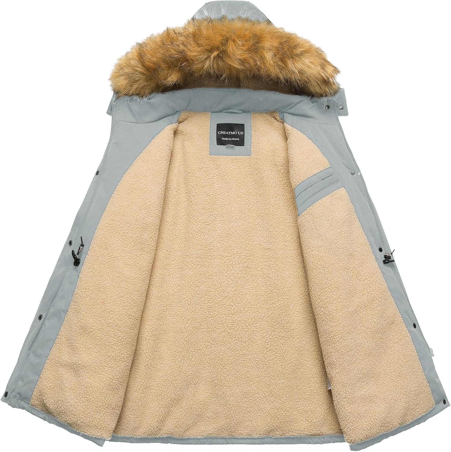 CREATMO US Women's Plus Size Winter Coats Warm Parka Jackets Sherpa Lined Detachable Fur Hood Available in Size 1X to 5X - Image 3