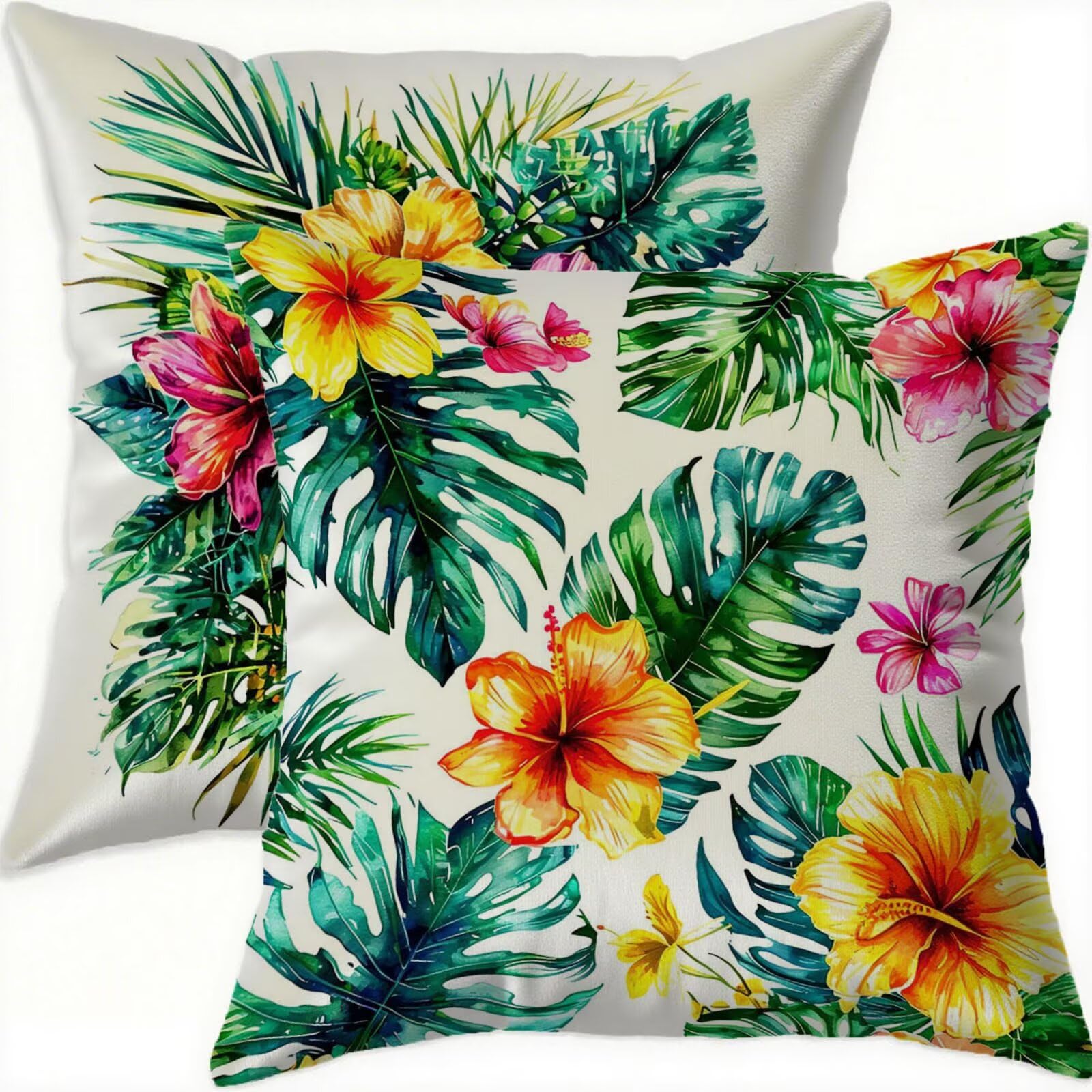 Housse coussin 80x80cm vert velours imperméable lot de 2 rétro