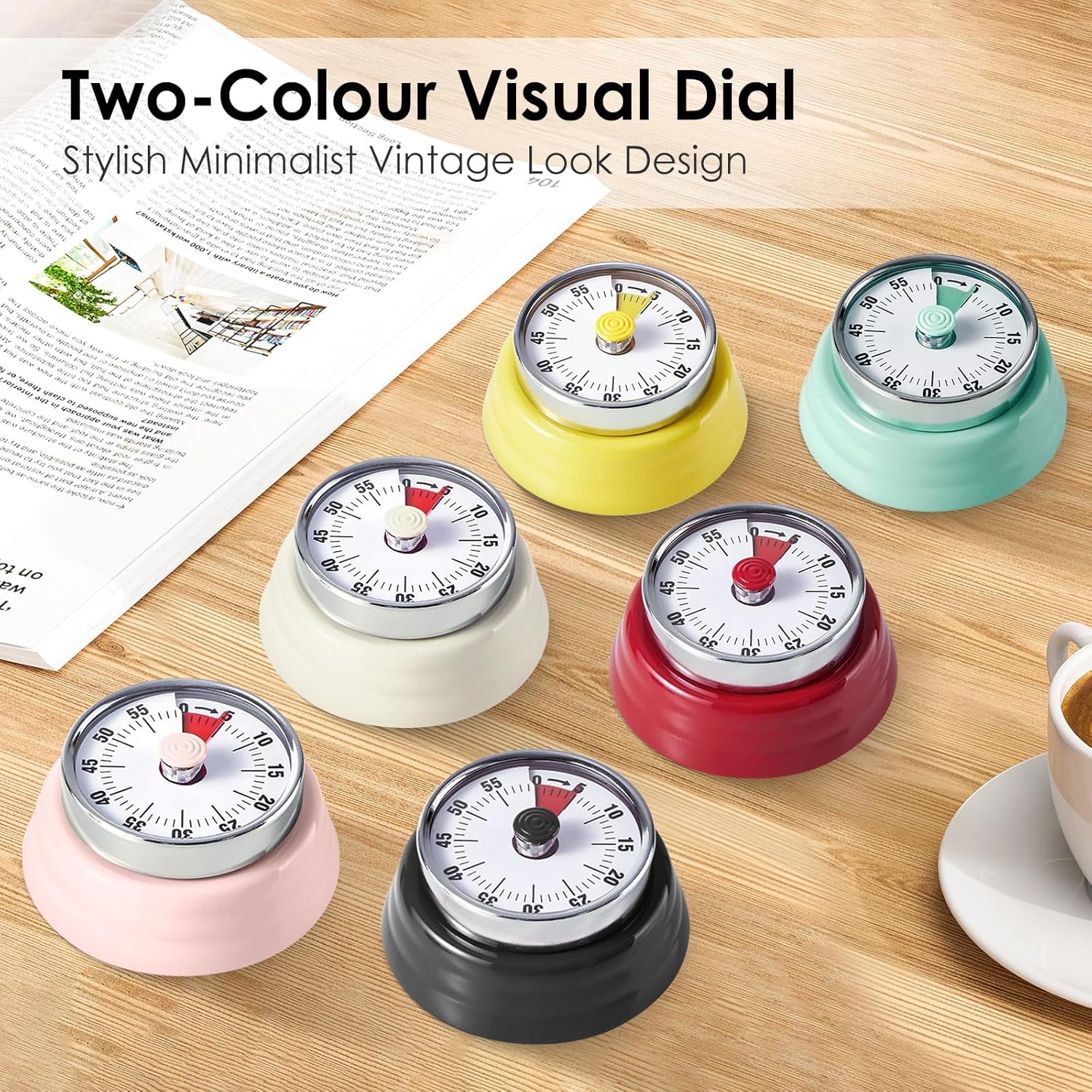 Minuteur Cuisine Magnétique: 60 Min, Sans Piles, Facile à Lire - Image détaillée