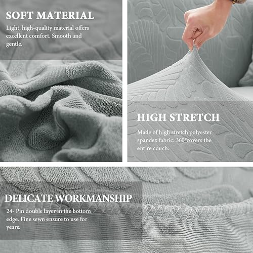 Miniatura 3 de OKYUK Funda para sofá modular en forma de L, 2 fundas de sofá impresas de alta elasticidad de 3 + 3 asientos + 2 fundas de almohada, protector