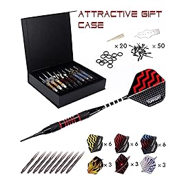 Turnart Darts Plastic Tip - Professional Soft Tip Darts Set for Electronic Dartboard 9 Pcs 18 Grams with 50 Extra Tip 9 Shafts 27 Flights Tool Kit Flight Protectors and Gift Case (Color)