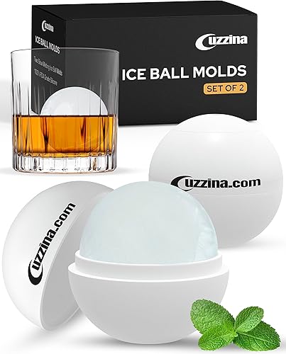 Juego de 2 moldes de silicona para cubitos de hielo, moldes circulares para bolas de hielo redondas grandes, bolas de hielo grandes en forma de