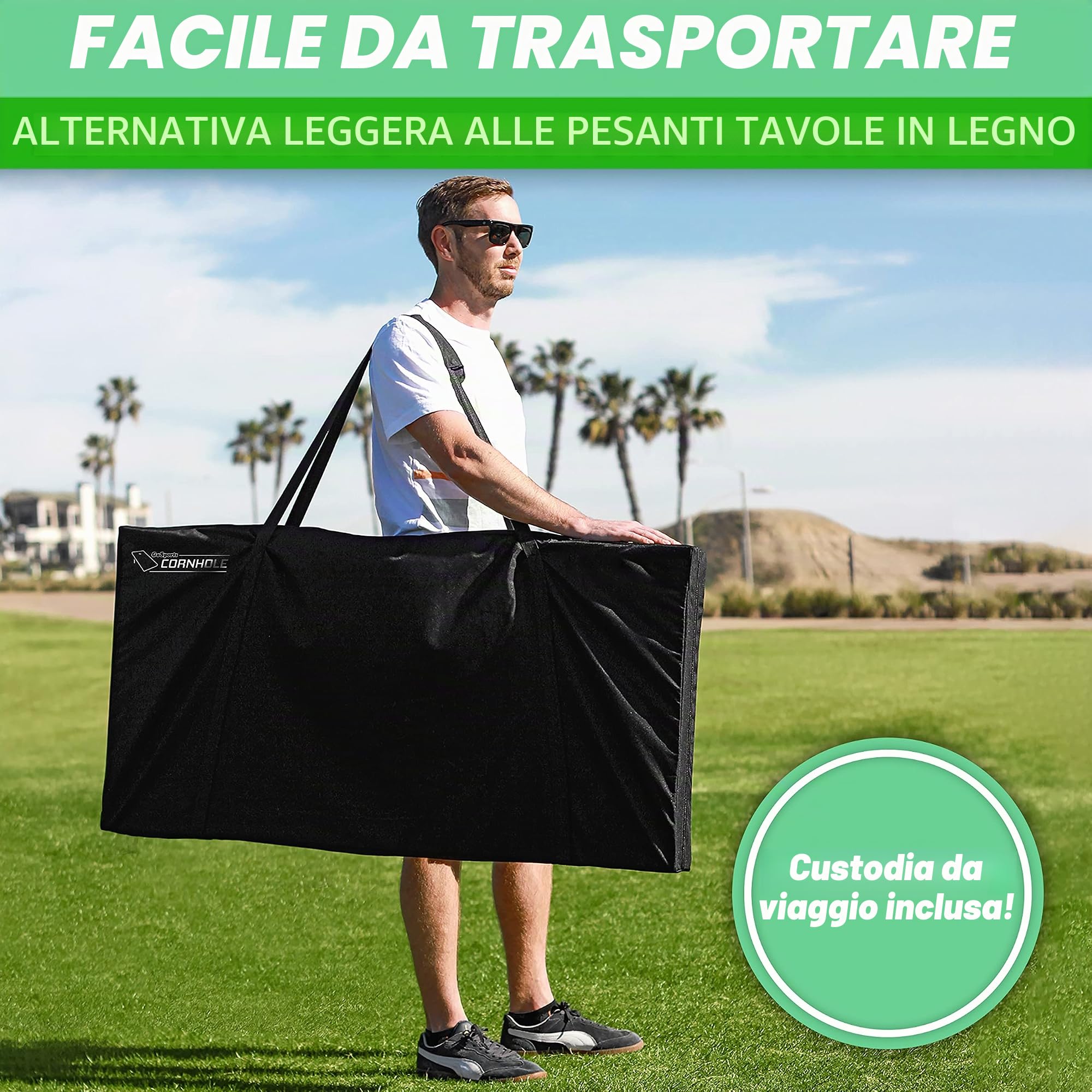 GoSports Set Classico per Cornhole - Include 8 Pouf, Custodia da Viaggio e Regole del Gioco (Scelta di Stile)