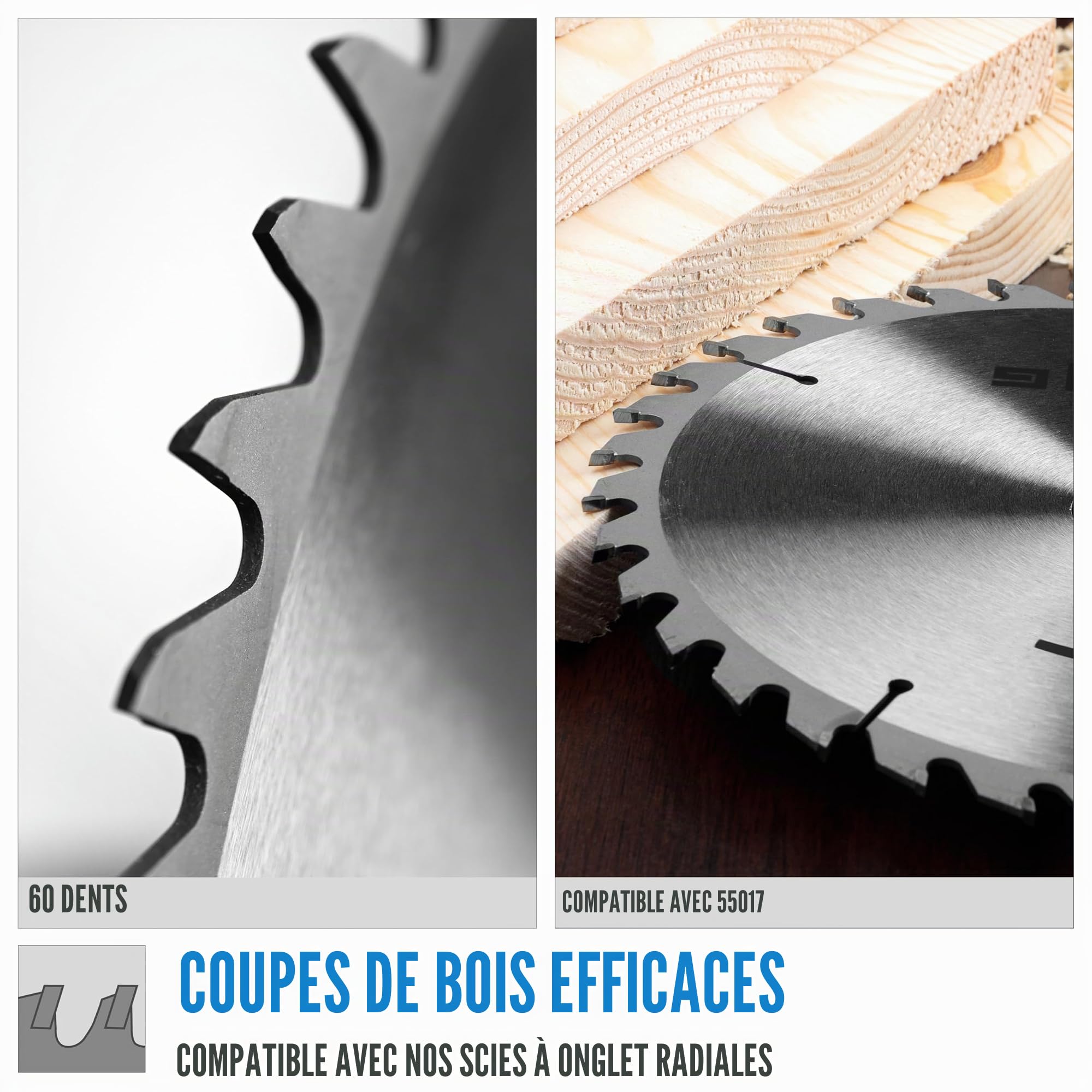Güde 54987 Lame de scie à bois HM 305 x 25,4 x 60Z (lame en carbure – 305 x 25 mm avec 4 x 60 dents)