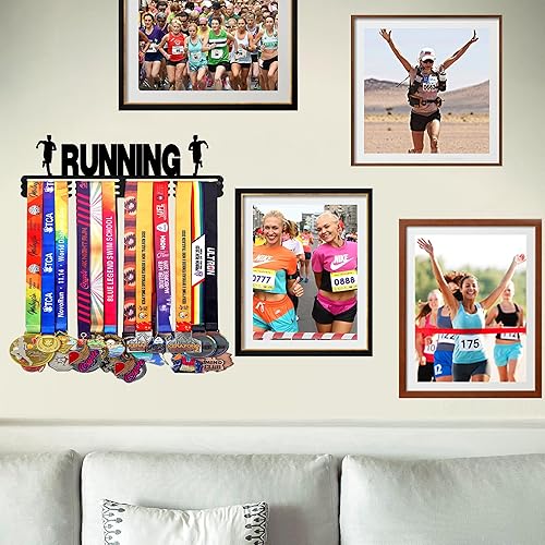 Vista 118 de Goutoports Estante de exhibición para colgar medallas, organizador personalizado de cinta de premios para corredores de carreras deportivas, placas