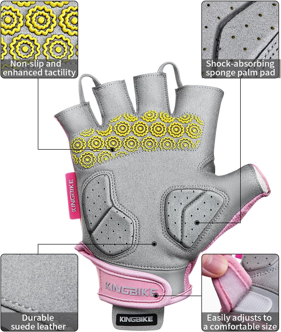 BATFOX Cycling Gloves for Men Women Half Finger Bike Gloves with Anti-Slip Shock-Absorbing Pad for Cycling Workout Training Outdoor