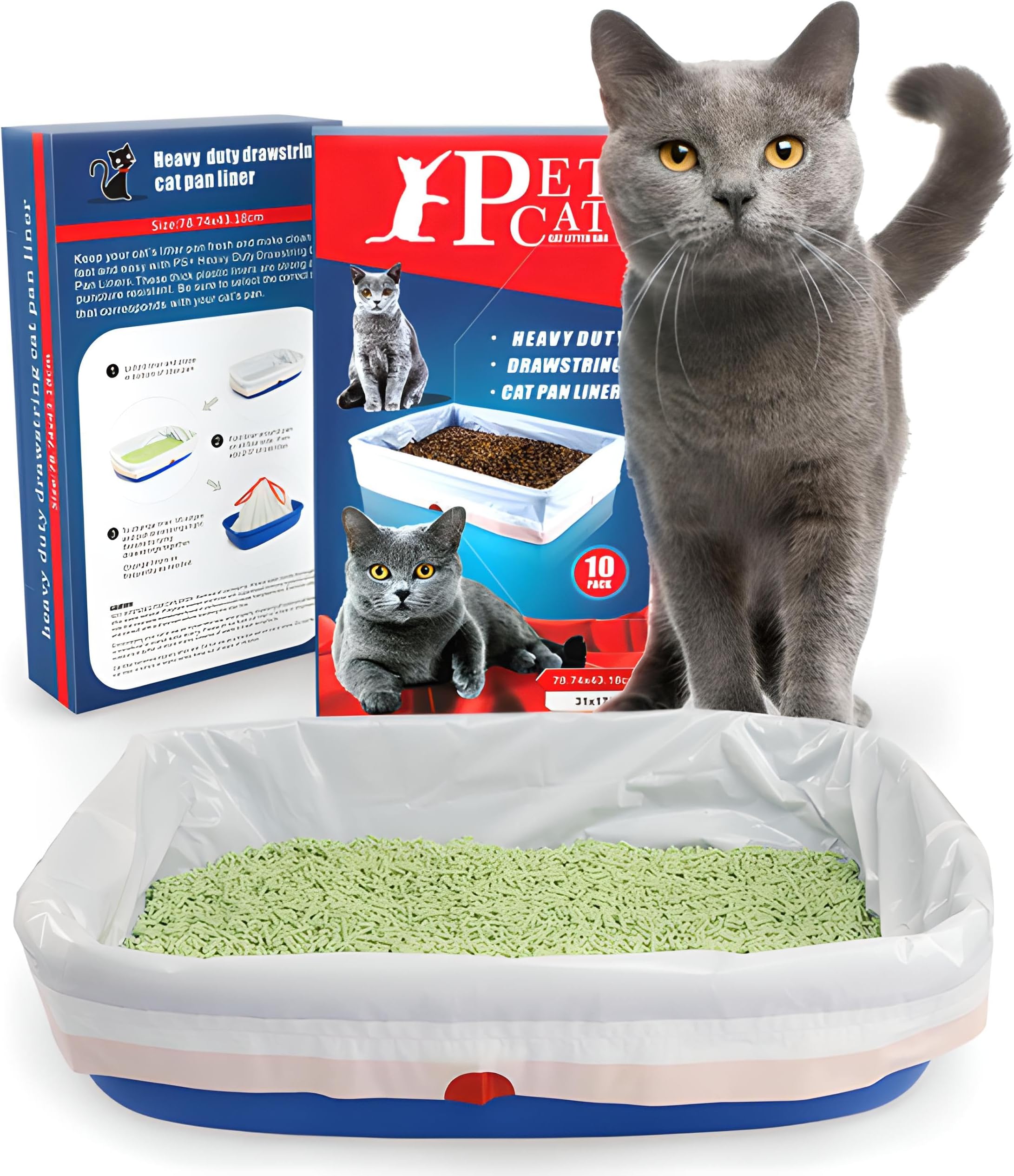 GOVANT Cat Litter Box Liners 10 Count Large 17”x 31