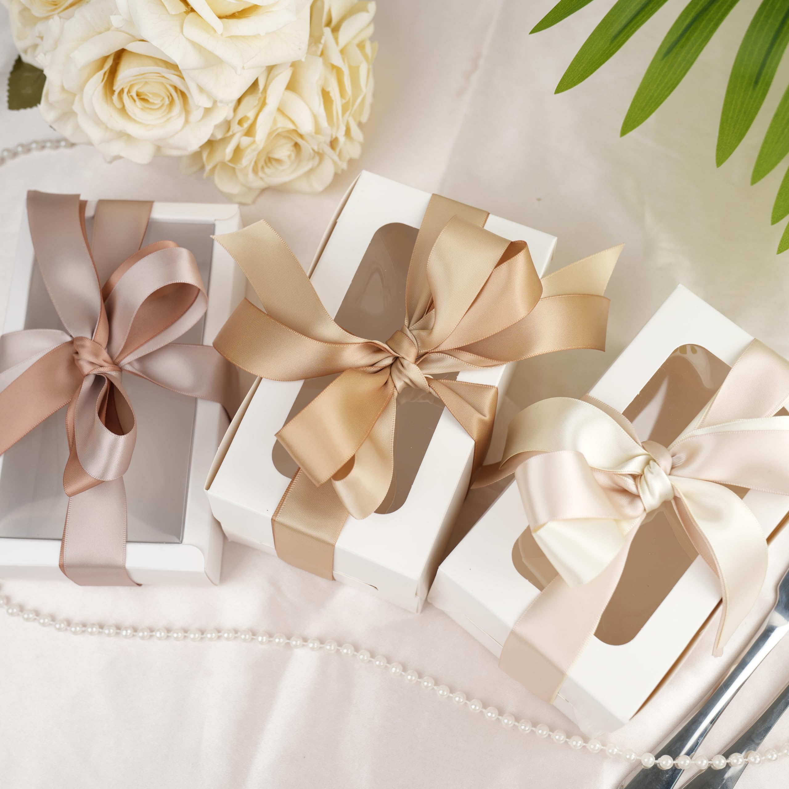 Amazon.com: DINDOSAL Champagne Gold Satin Ribbon Set, 1 Inch x 60