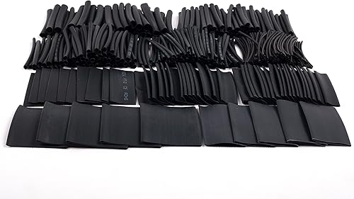 SummitLink combo juego de 415 piezas de manga de envoltura de tubo, 10 tamaños surtidos, termorretráctil, color negro