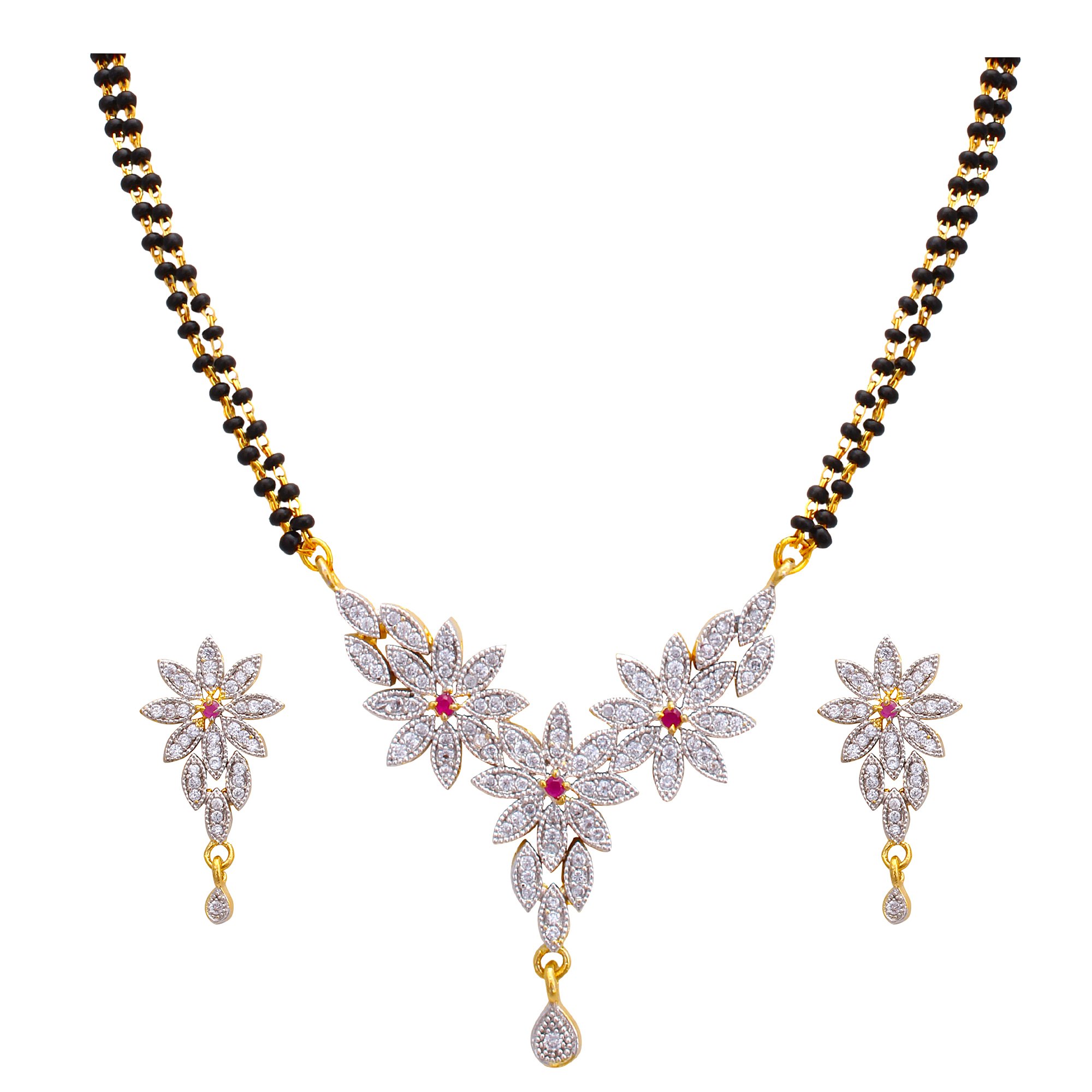 Fashion Frill Designer Mangalsutra For Women 3 Multi Flower Design American Diamond Studded Alloy Mangalsutra For Women Traditional Mangalsutra Set For Women (B09FQ4QRJT) Amazon Price History, Amazon Price Tracker