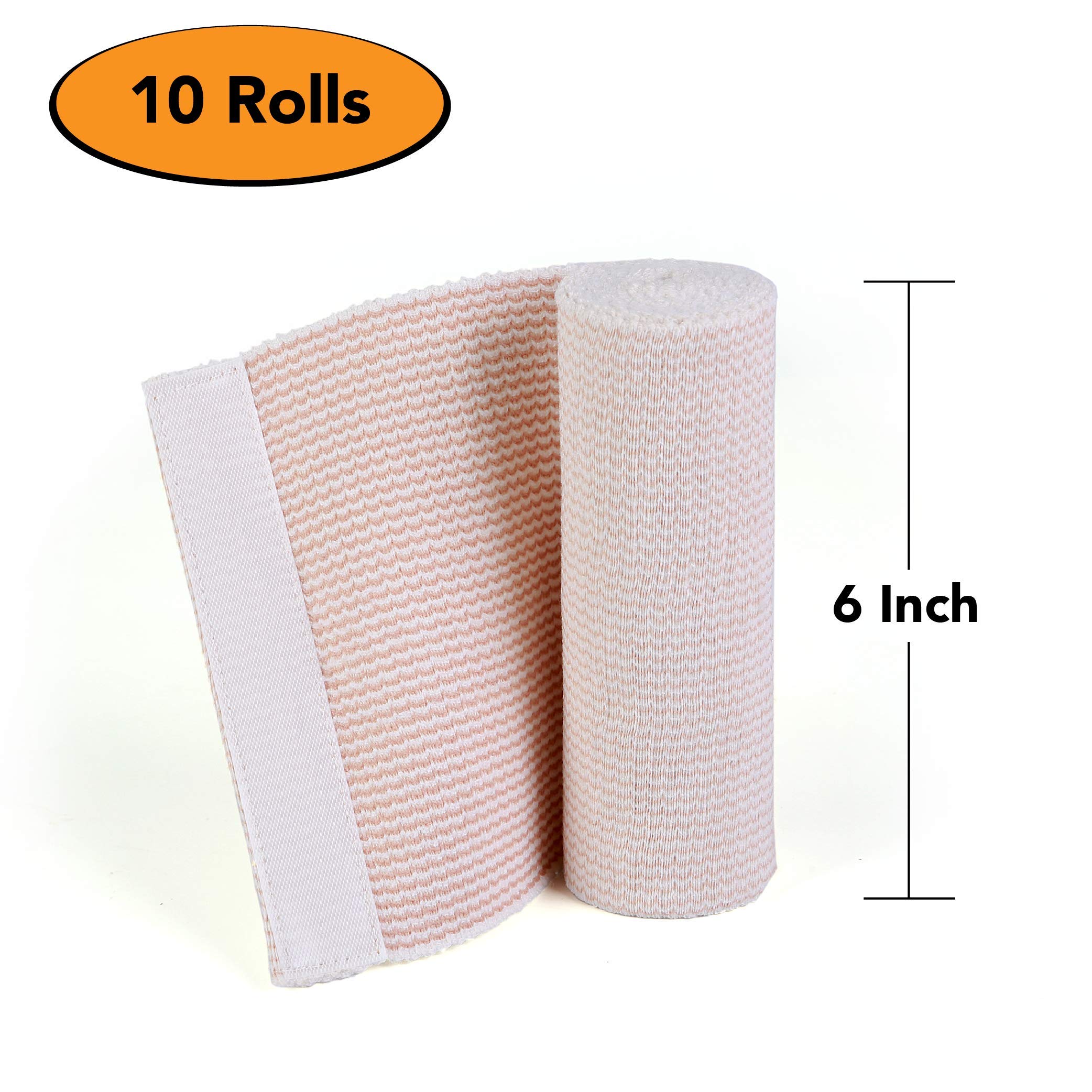 Hospora Thick Latex-Free Compression Cotton Elastic Bandage (6 inches, 10 Rolls) — Amazon image 3