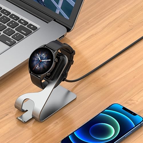 Miniatura 5 de TenCloud Accesorios de cargador para reloj inteligente compatibles con Amazfit T-Rex UltraGTR3GTS3GTR4GTS4T-Rex 2 estación de carga de metal con