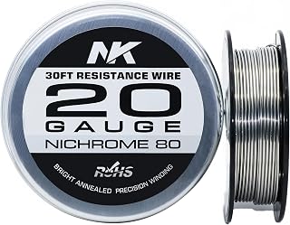 High Temp Resistance Wire Nichrome 80 for Heating Elements, Foam Cutter, Jewelry Making and DIY Ceramic Crafts (Ni80 20Ga 30Ft)