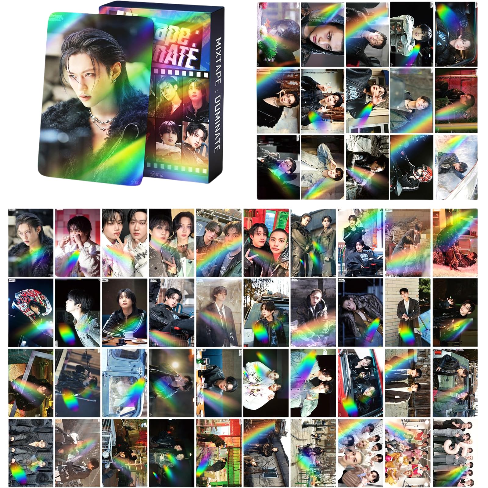 Set di 3/175 fotocard laser per bambini randagi Kpop Mixtape: Dominate Album Cards ATE Photocards Over The Rains Cartoline Straykids 2025 Saluti della stagione Stray Kids Merch regalo per soggiorno