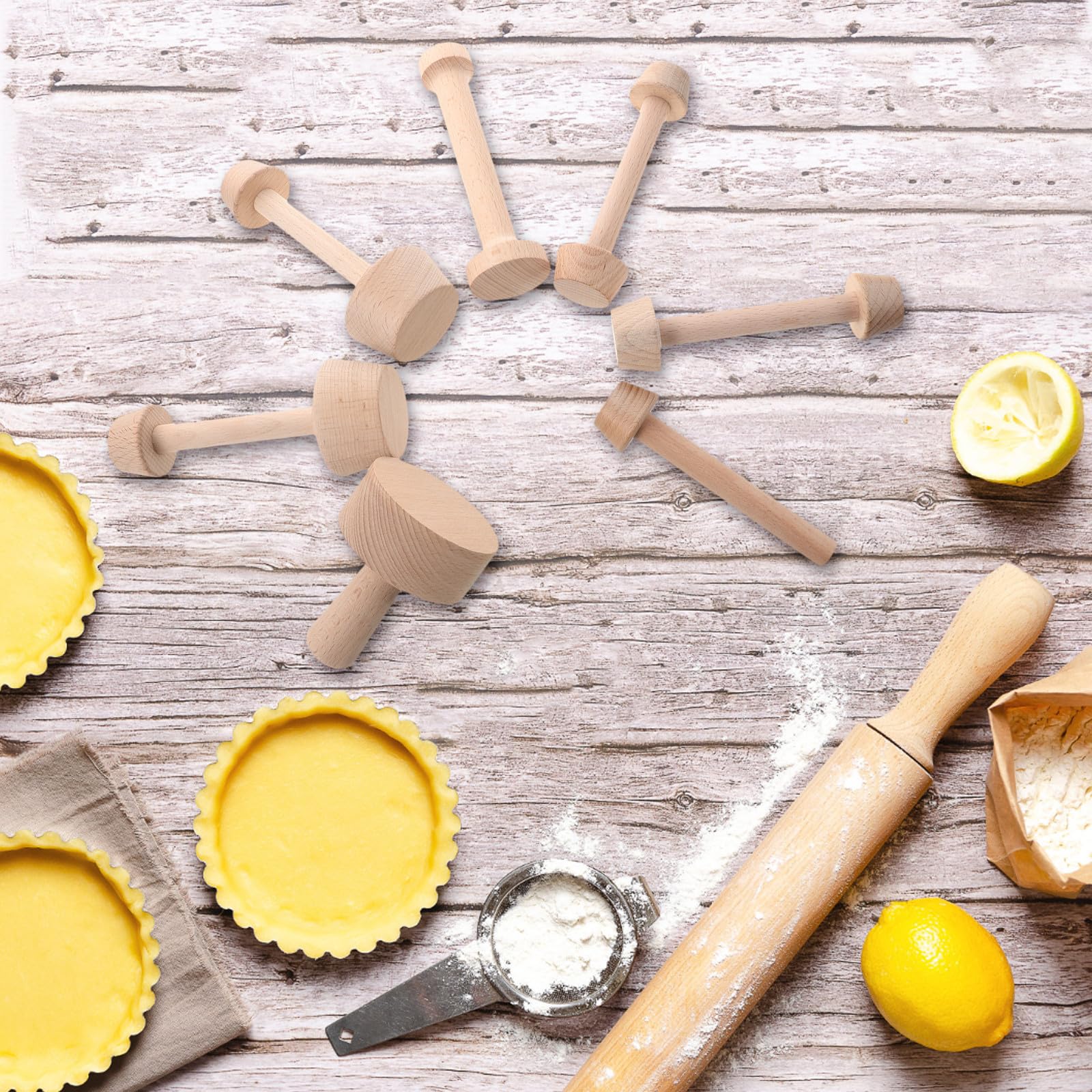 Set de 7 Moldes para Tarta de Huevo de Madera Robusta Diseño Doble Cara, Fácil de Limpiar, Adecuado para Fiestas y Pequeñas Pastelerías
