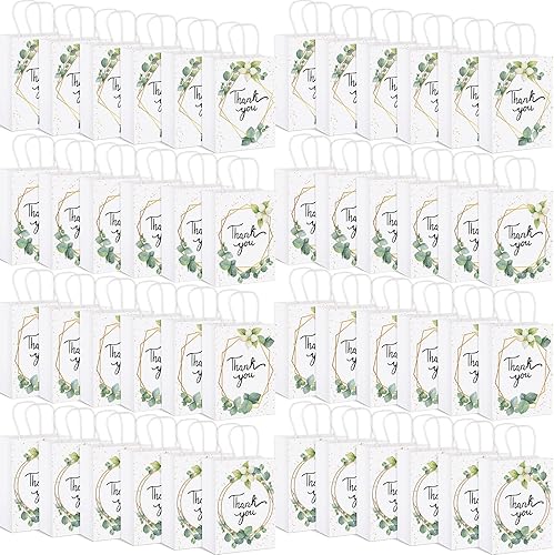 Miniatura 2 de Greenery - Bolsas pequeñas de agradecimiento de eucalipto bolsas de regalo de papel con diseño floral con asas bolsas de regalo de baby shower