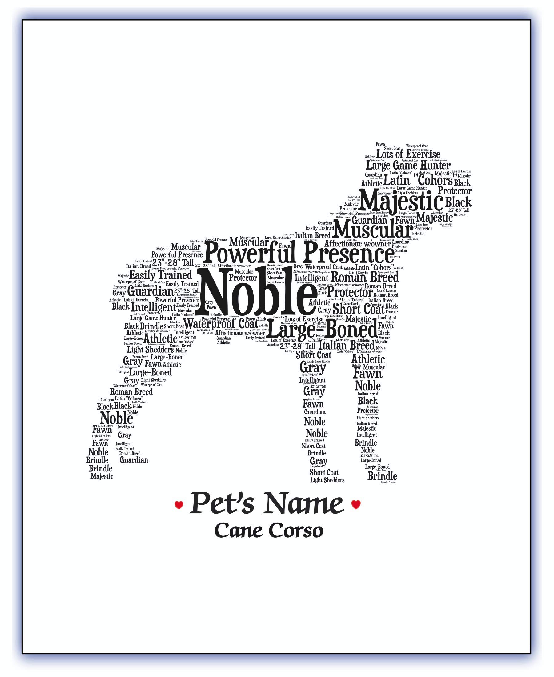 PetArt.usCane Corso Personalize Dog Wall Art Print | Custom Name | Pet Loss Memorial Present | Gift Wrapped Home Decor | USA Handmade