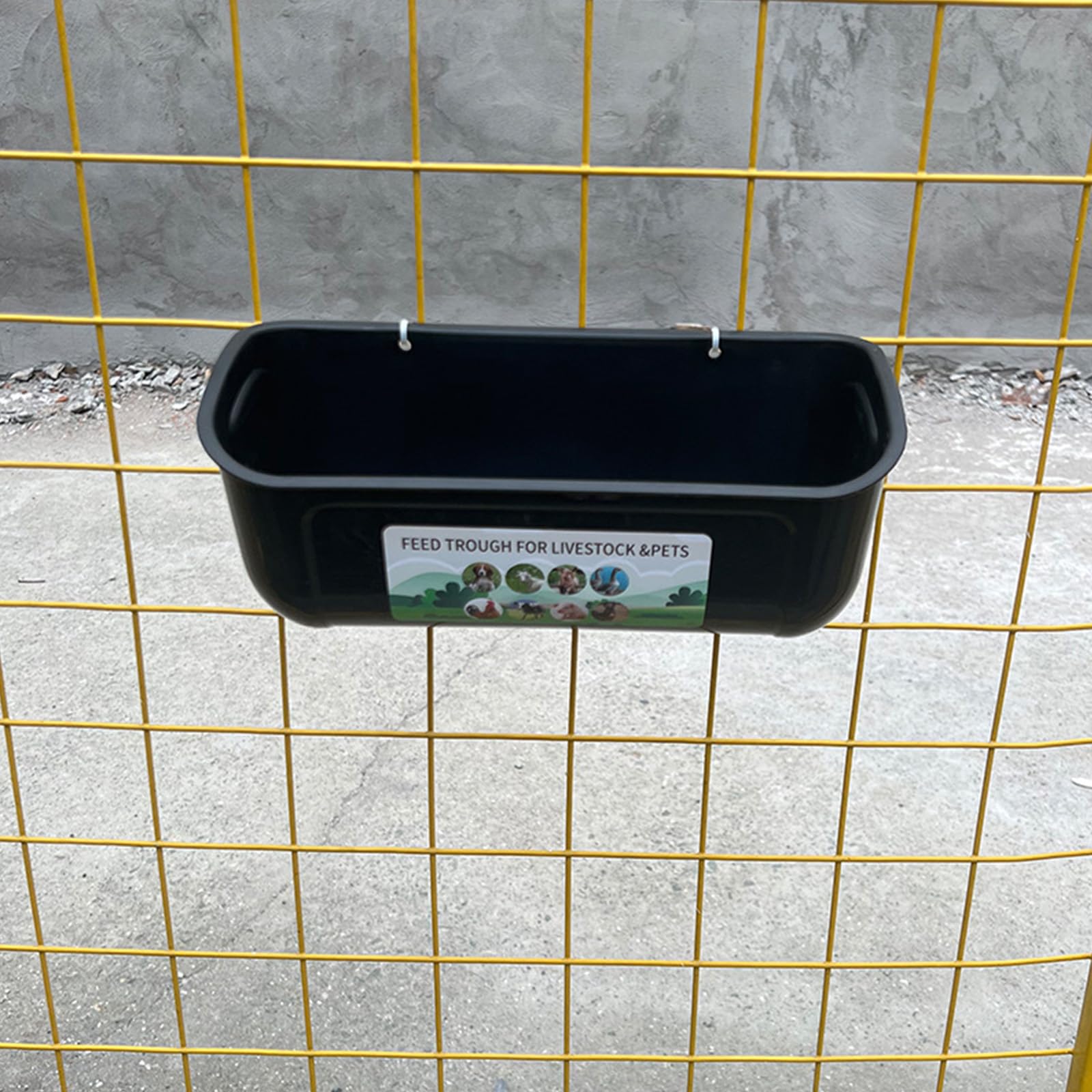 Comedero para aves de corral de ABS negro con clips, bridas para cables para jaula de pollo o comedero de pared para múltiples animales