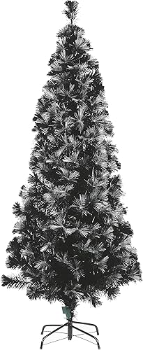 Miniatura 5 de National Tree Company Árbol de Halloween artificial preiluminado, negro, fibra óptica, luces LED de maíz caramelo, incluye soporte, colección de