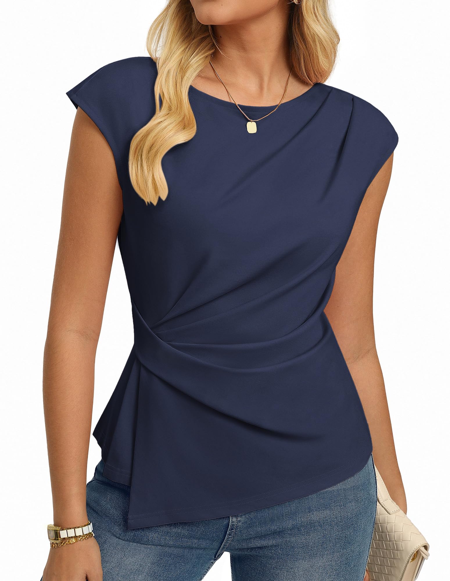GRACE KARIN Womens 2026 Spring Short Sleeve Tops Dressy Casual Peplum Shirts Outfit Tunic Blouses Trendy Fashion Clothes
