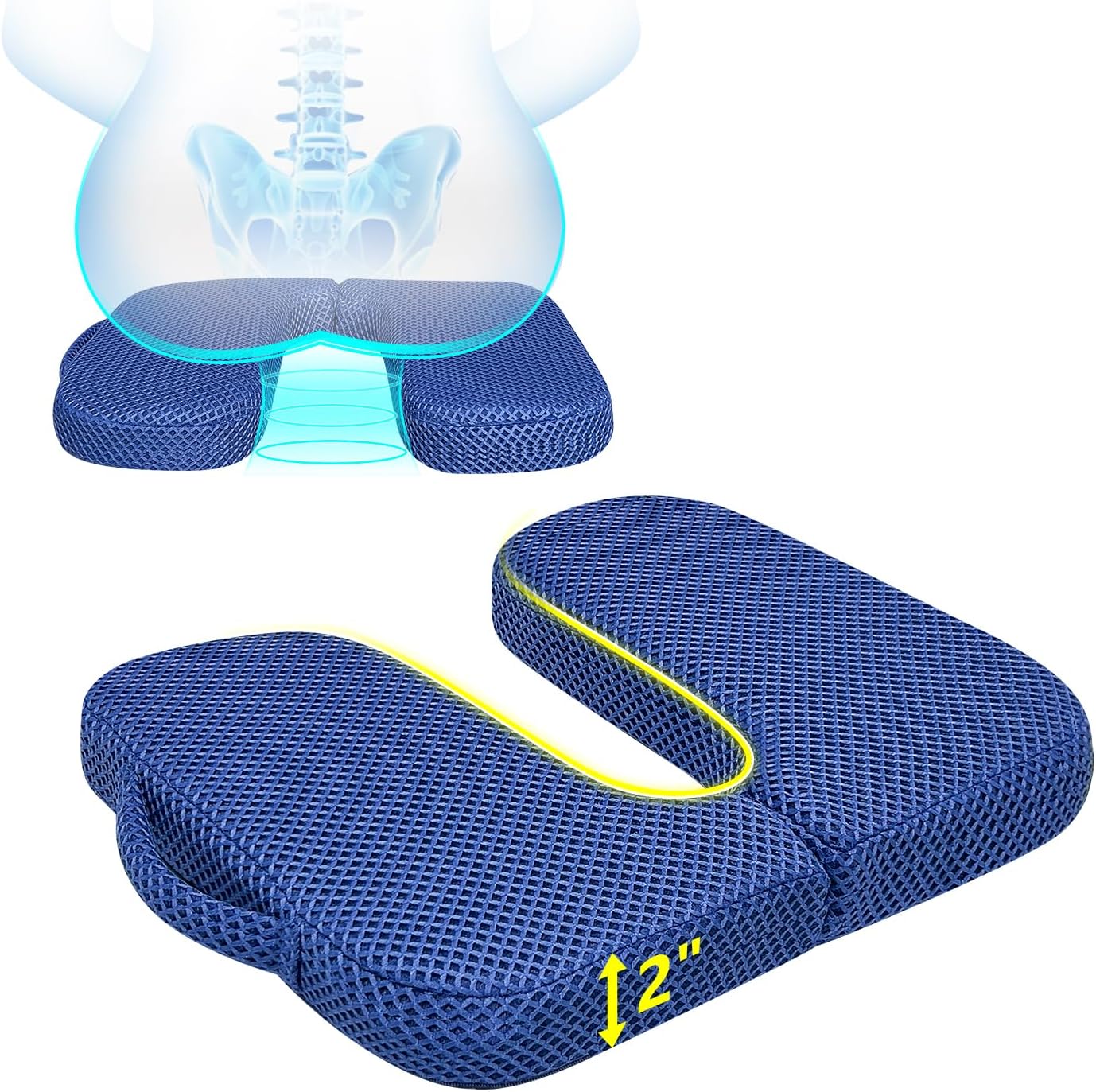 KAAMOS Hemorrhoid Donut Pillow for Tailbone Pain, Office Chair Seat Cushions, Doughnut Butt Pillow for Pressure Sore, Sciatica, Hemorrhoids, Postpartum, Chair Pad After Surgery Sitting Relief