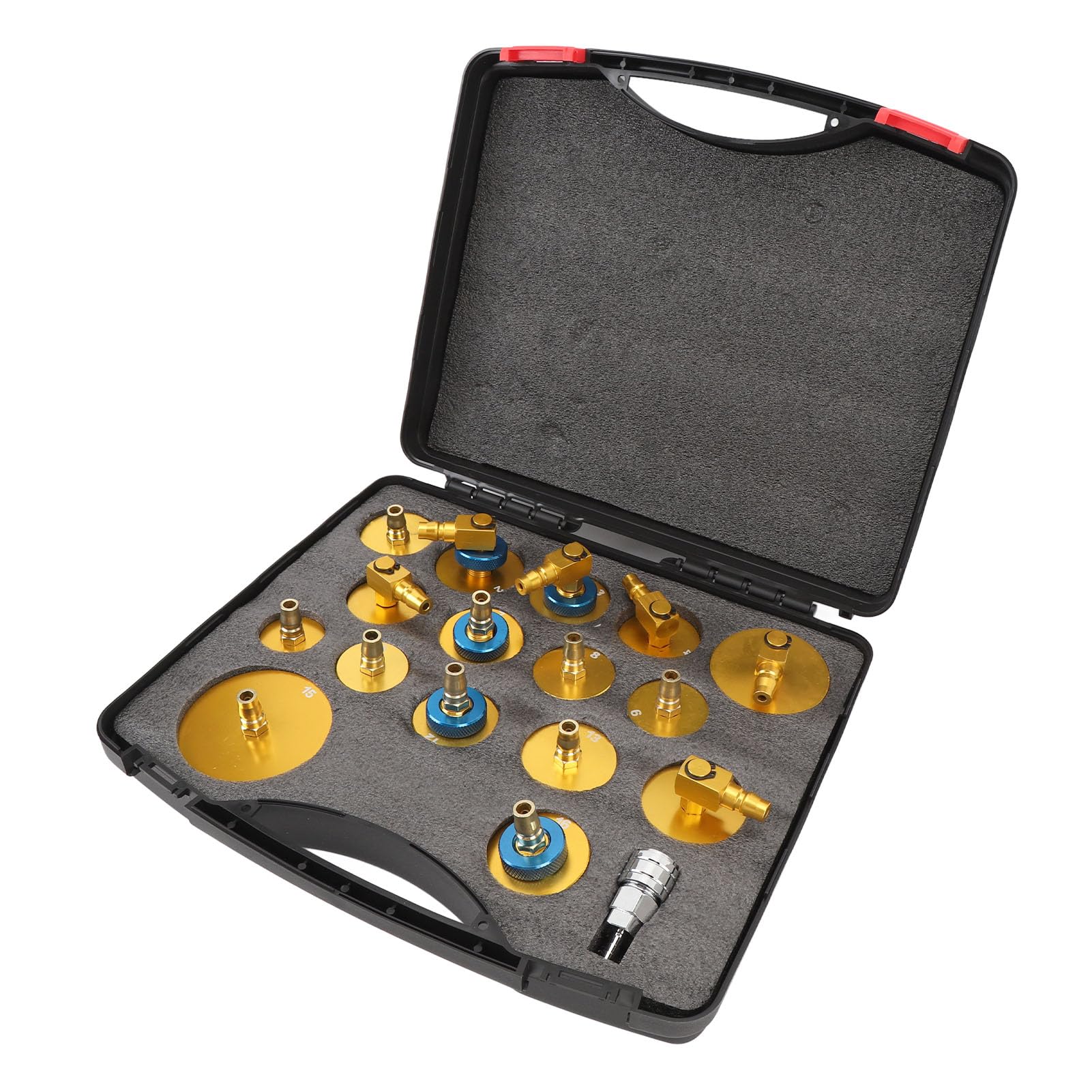 Brrnoo Kit di Spurgo del Freno, Kit di Spurgo del Freno a Pressione Adattatore per Sanguinamento a Cilindro Master in Alluminio Set 17pcs Fluido Freno Kit Kit di Scarico del Freno