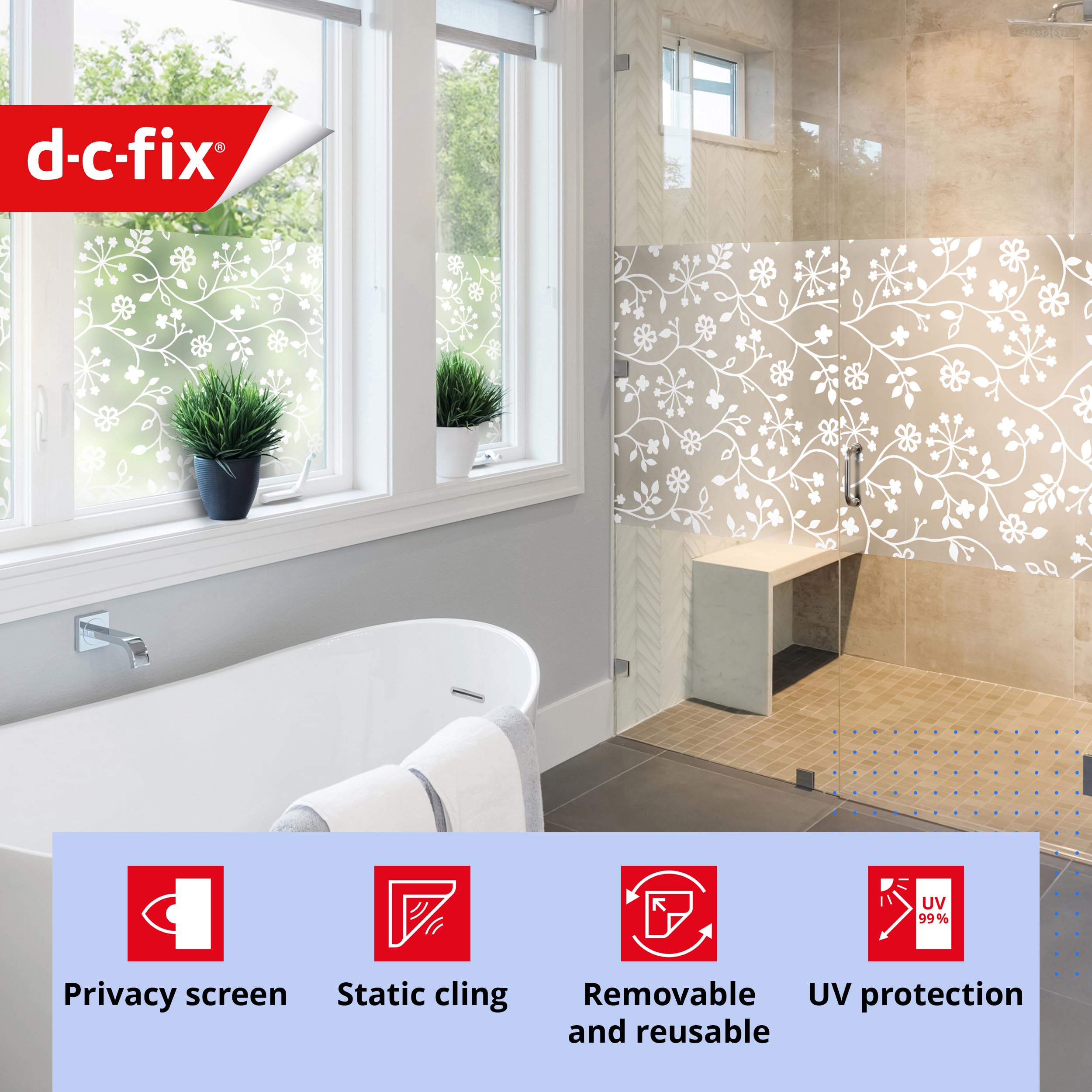 Pellicola Per Vetri Privacy D-c-fix - Adesiva, Opaca, Anti-UV, Impermeabile | Per Cucina, Bagno, Ufficio (45x150 Cm)