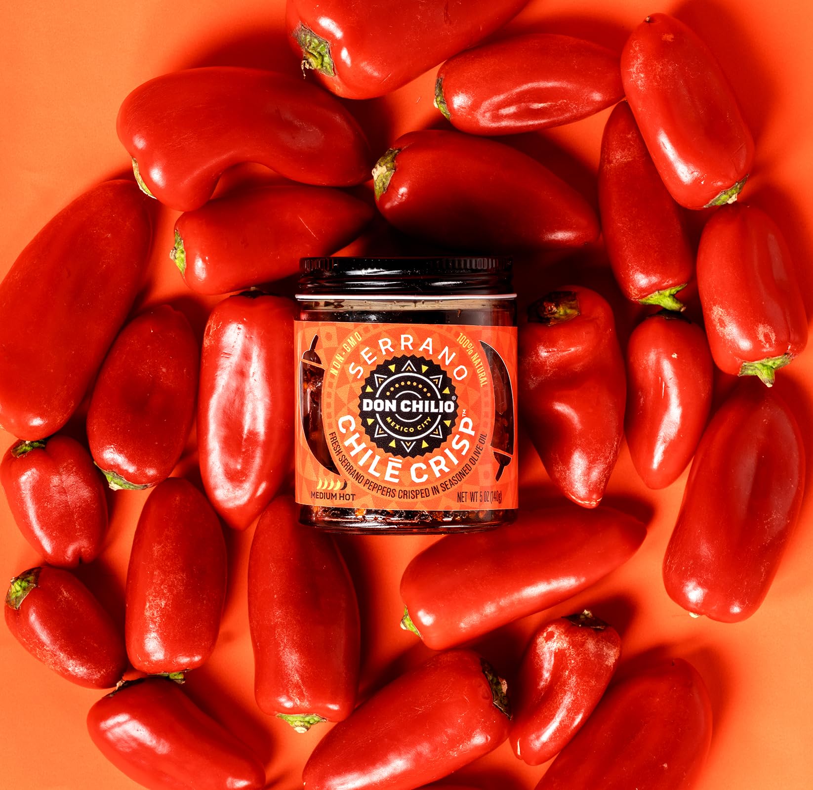 Medium Heat Serrano Mexican Chile Crisp, 5 Oz, 3 Pack