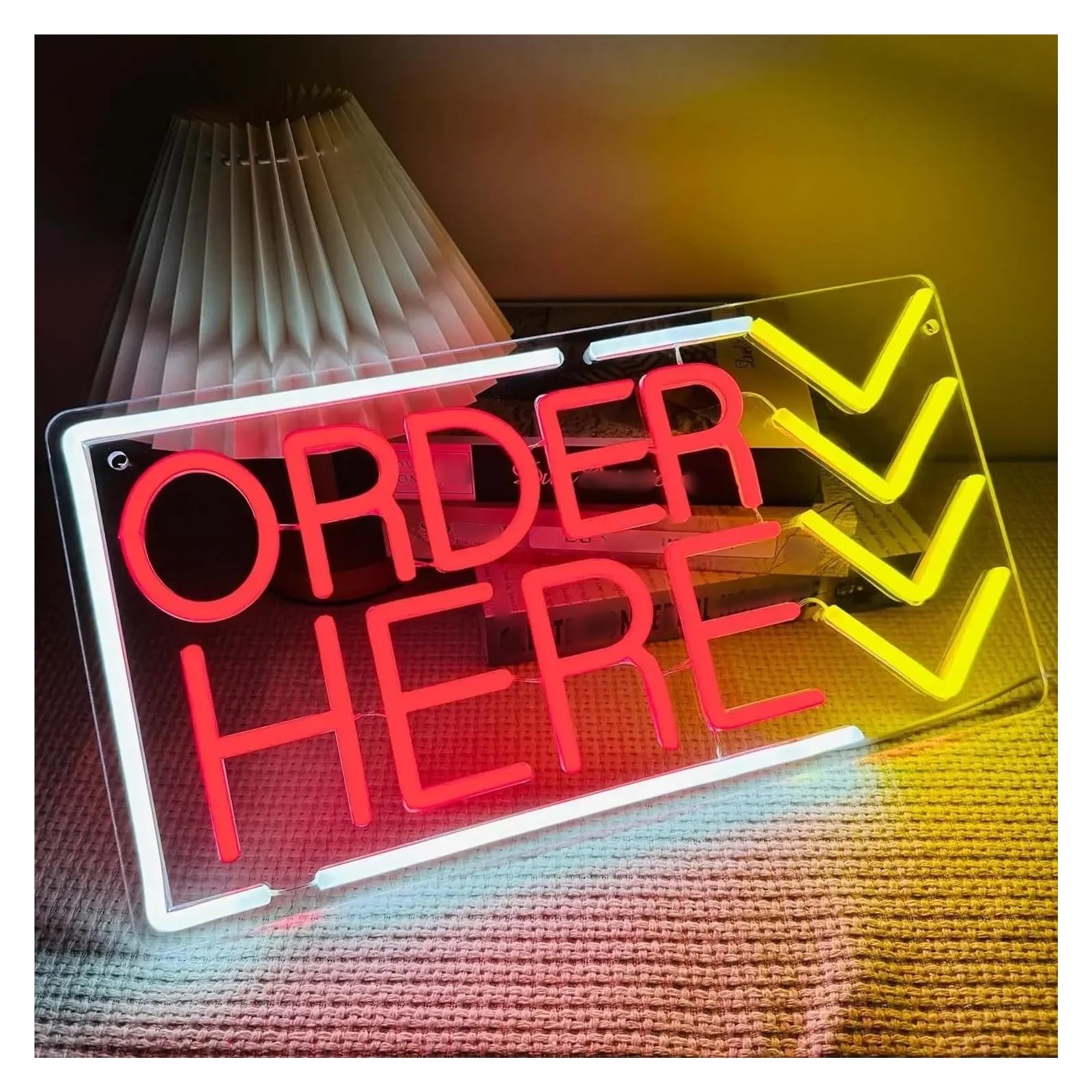 LEMST Signs Lamp Order Here Neon Sign Light USB Dimmable for Store Supermarket for Business Bar Shop Restaurant Store Wall Decor 42cmx22cm