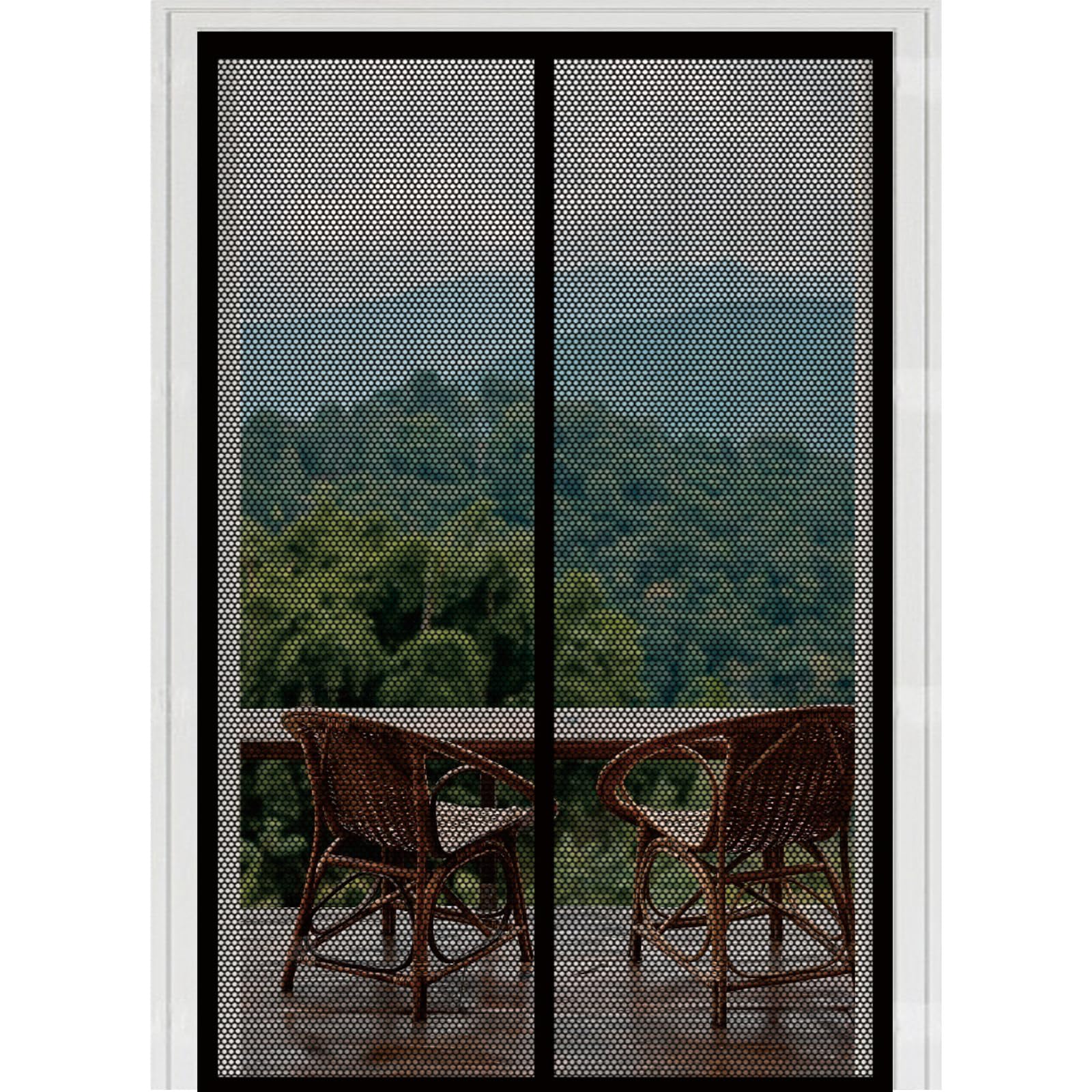 Door Fly Screen 73 x 197 cm with Powerful Magnets Automatically Closes and Magic Tape, Install Without, Keep Bugs Out, Tearing Mosquito Door Net for Balcony, Black