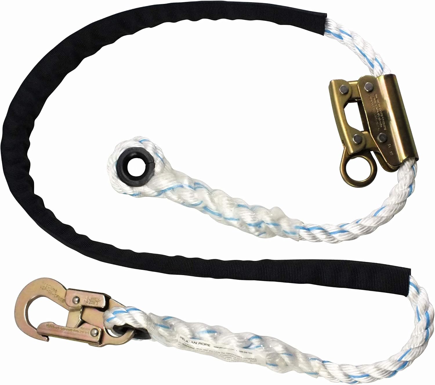 5/8" Adjustable Positioning Lanyard- 3 Strand- 6 & 8 FT Steel Rope Grab- Great for Positioning.
