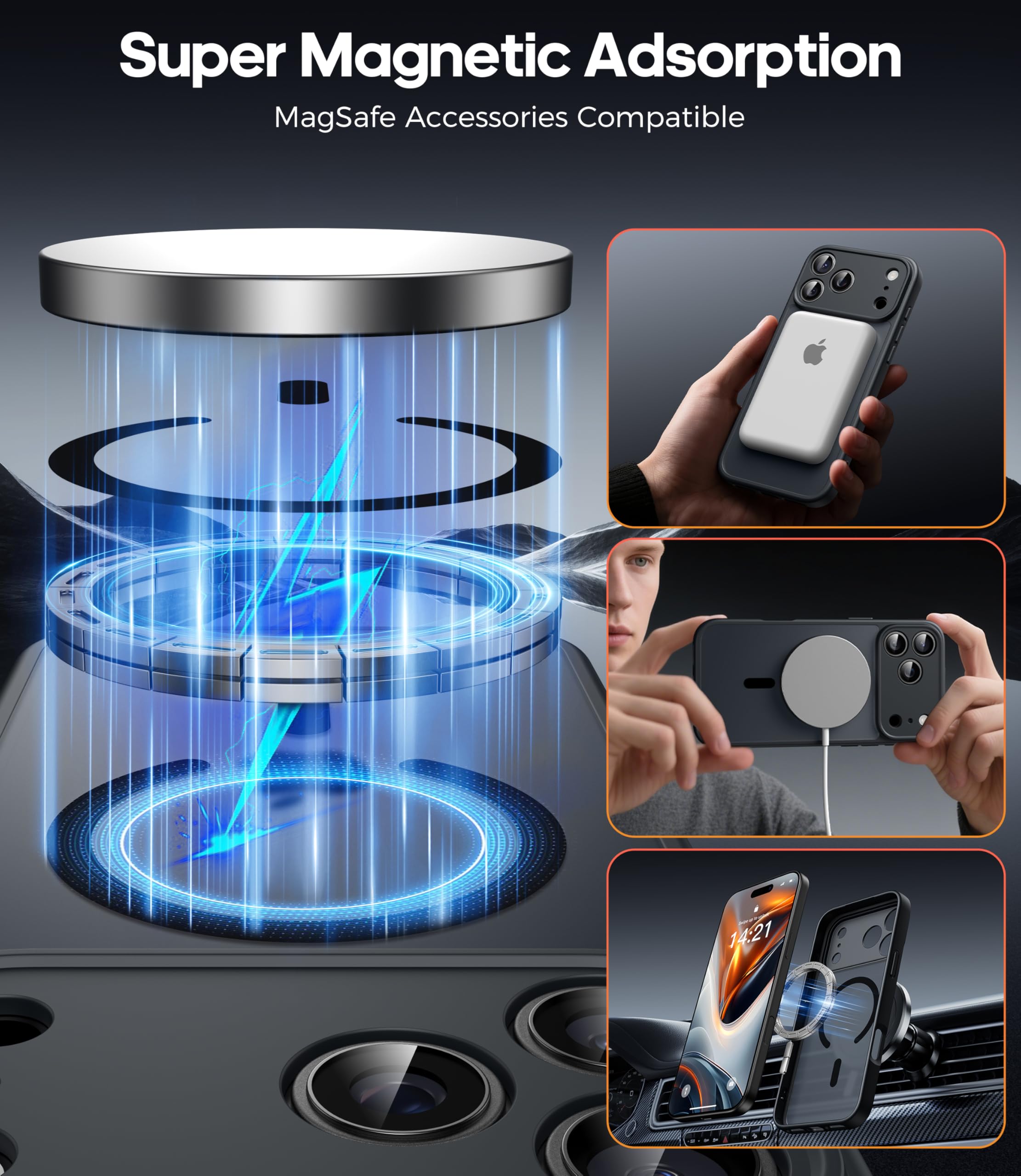 FLLAO Magnetica Cover per iPhone 17 Pro Max e 2 Pellicole in Vetro Temperato, Custodia iPhone 17 Pro Max Compatibile con Magsafe, Traslucida Opaca Sottile Antiurto Protettiva Case, Nero