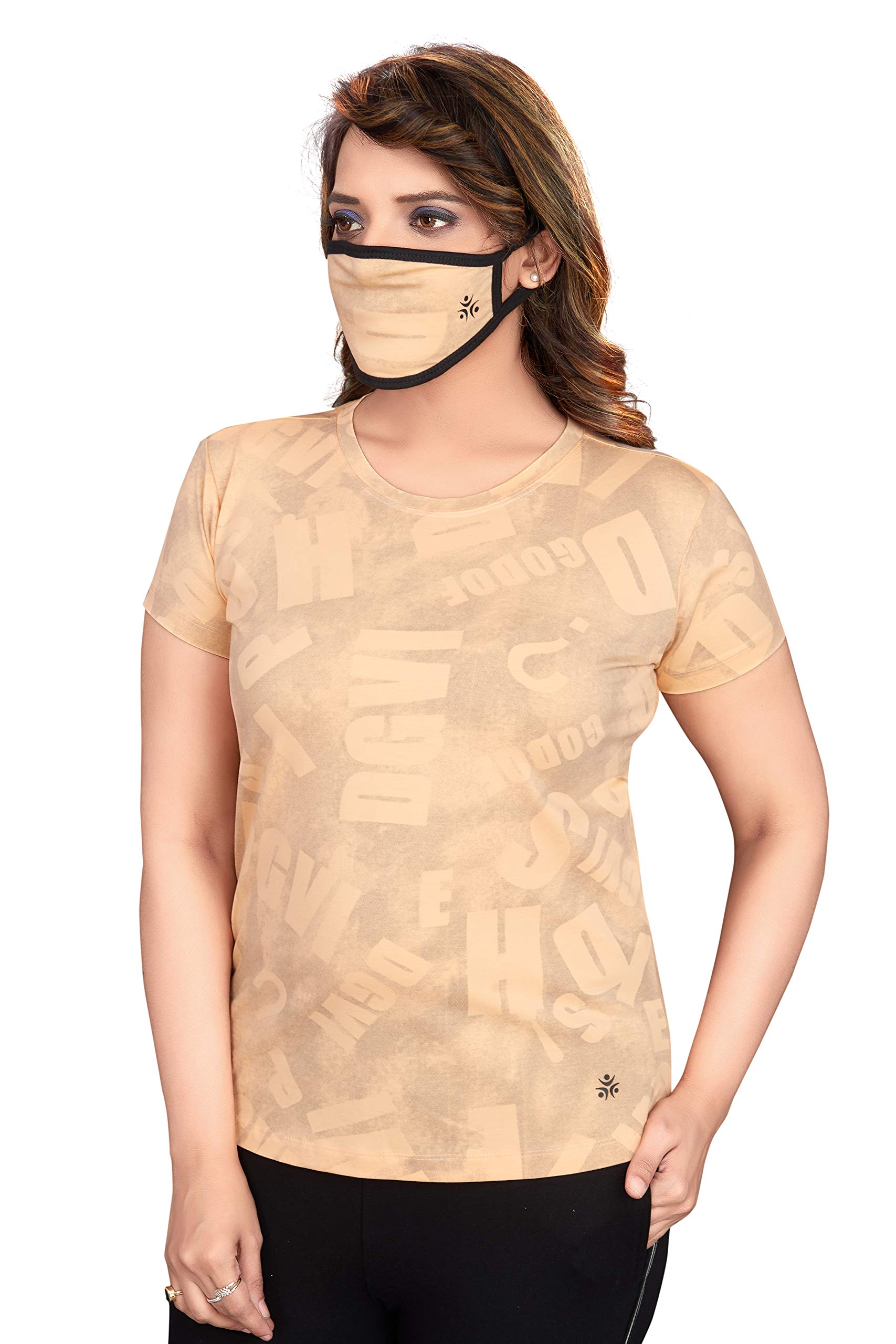 prova Women Cotton T Shirt Round neack ligjht Orange Color