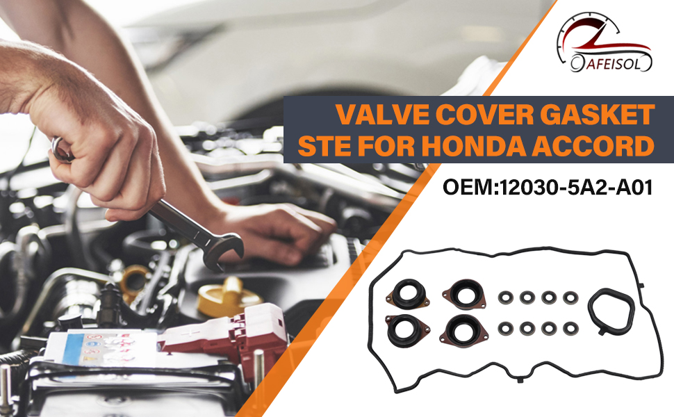 Image of Valve Cover Gasket Set Replacement for Honda Accord 2.4L EX EX-L LX LX-S Coupe Sedan Sport Sedan(2013-2017) | Replaces 12030-5A2-A01, 2.4 Valve Cover Packing
