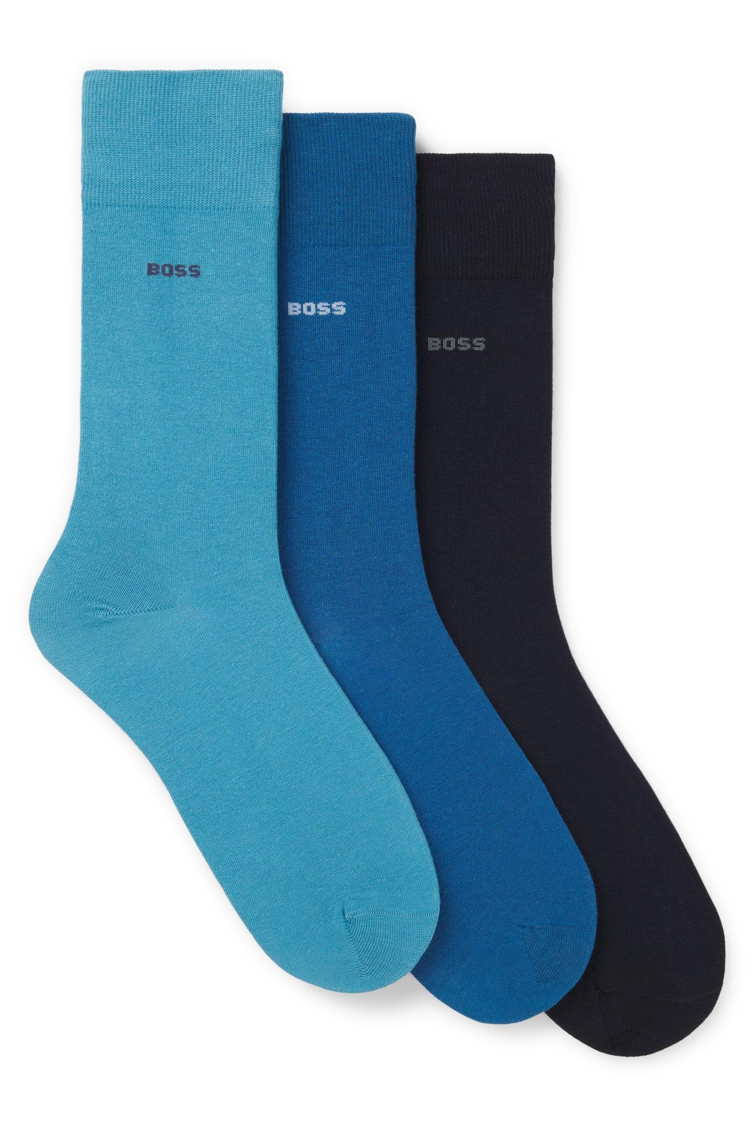 BOSS Mens 3P RS Uni CC Three-pack of cotton-blend socks in a regular length